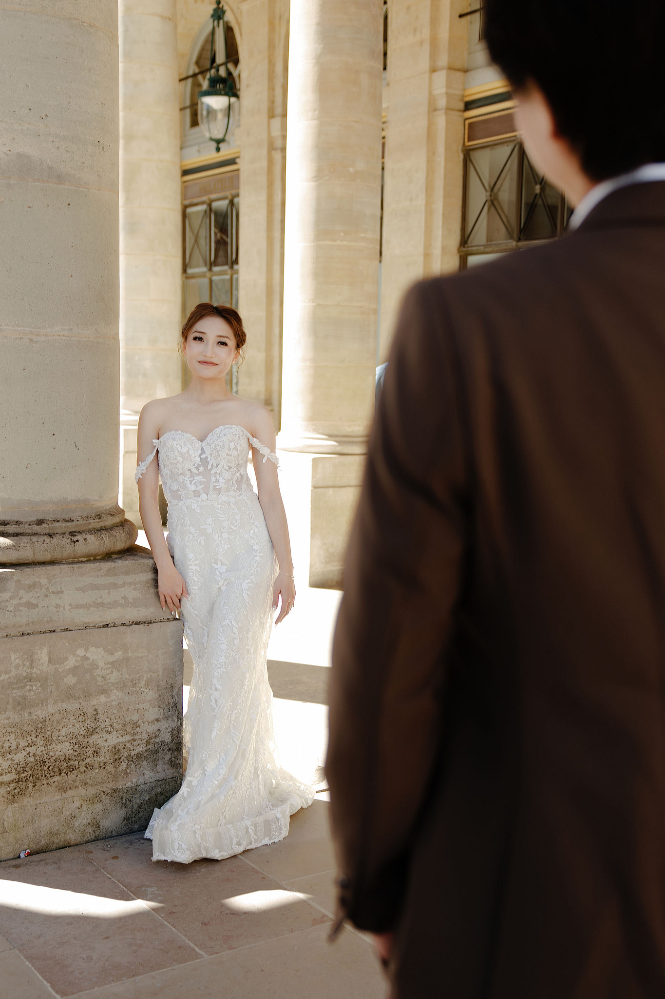 Paris Pre-Wedding Photoshoot | Place du Trocadéro, Bir-Hakeim Bridge, Sacré-Cœur Basilica, Parisian Café & Palais Royal at Palais Royal pre-wedding photo