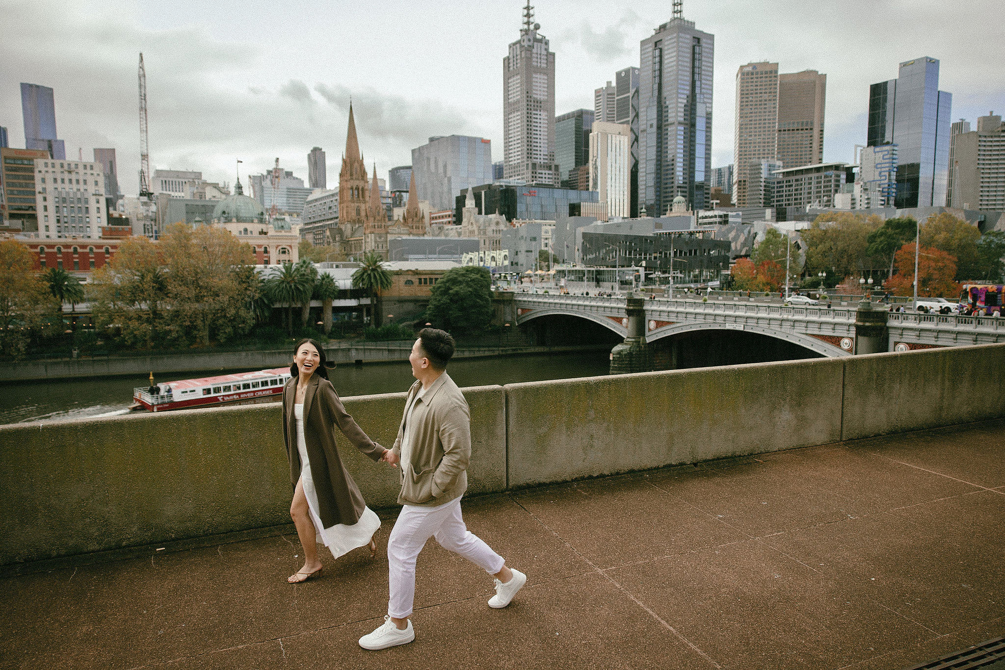 Melbourne Pre-Wedding Photoshoot | Parliament House, Fitzroy Gardens, Melbourne Streets & Half Moon Bay at Melbourne Streets pre-wedding photo