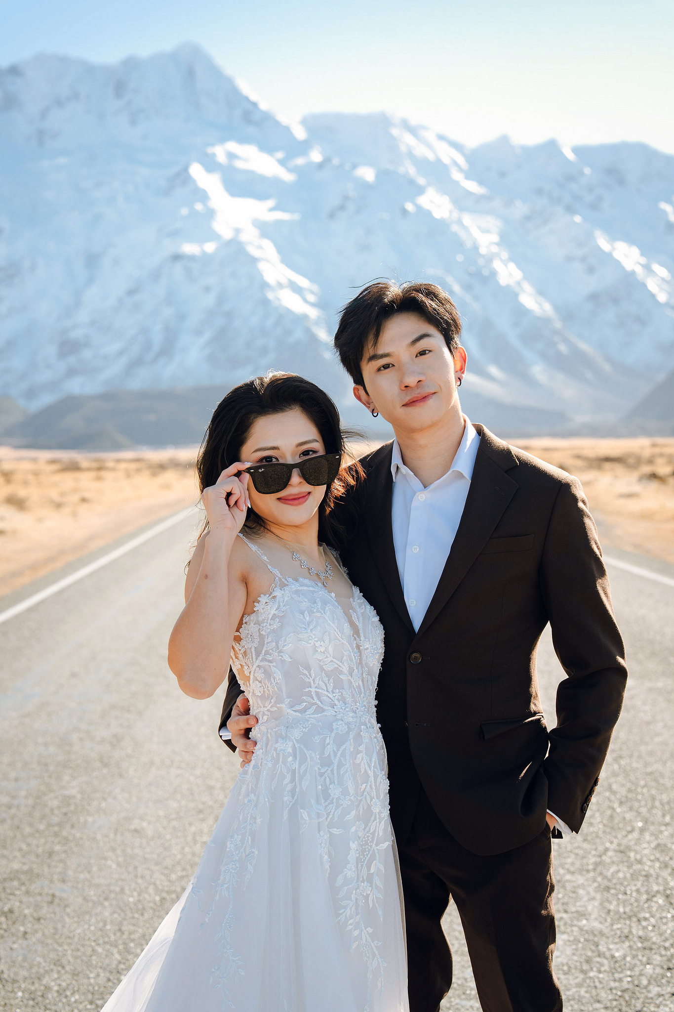 New Zealand Pre-Wedding Photoshoot | Lake Wakatipu & Cecil Peak, Glacier & Mount Cook National Park at Mount Cook National Park pre-wedding photo