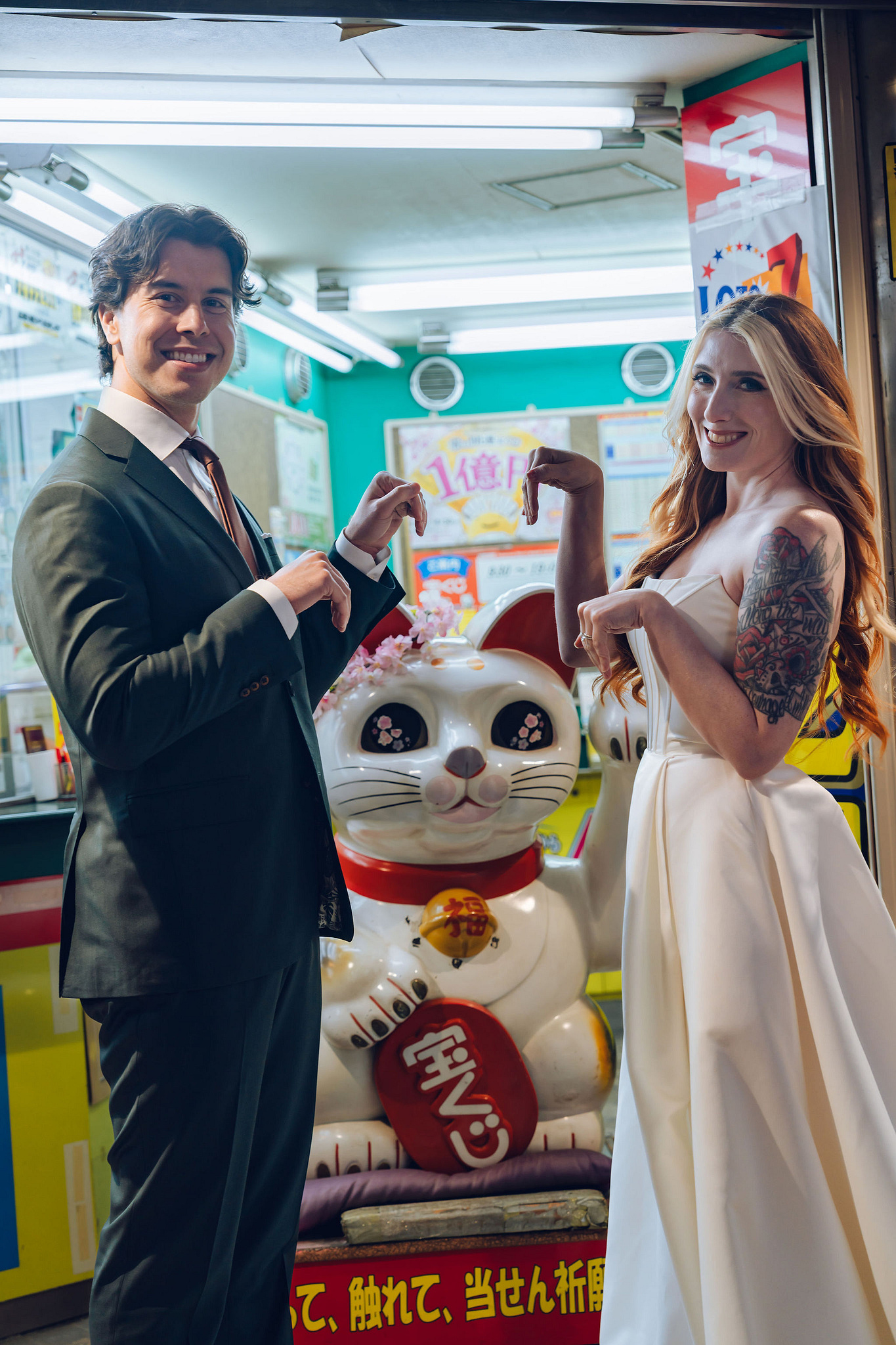 Tokyo & Mt. Fuji Pre-Wedding Photoshoot | Tokyo Garden Shrine, Lake Kawaguchiko & Shinjuku Street at Shinjuku Streets pre-wedding photo