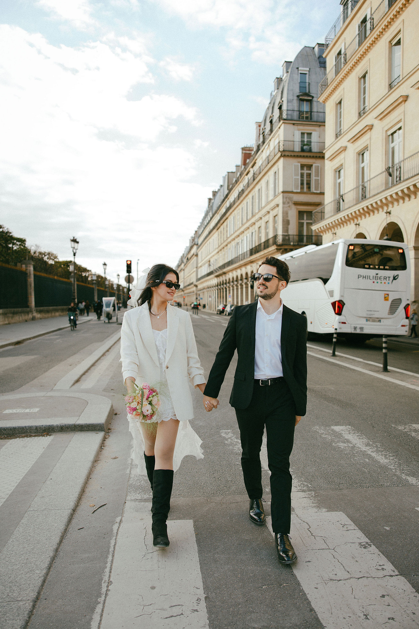 Paris Pre-Wedding Photoshoot | Place du Trocadéro, Avenue de Camoëns, Parisian Café, Tuileries Garden & Louvre at Parisian Café pre-wedding photo