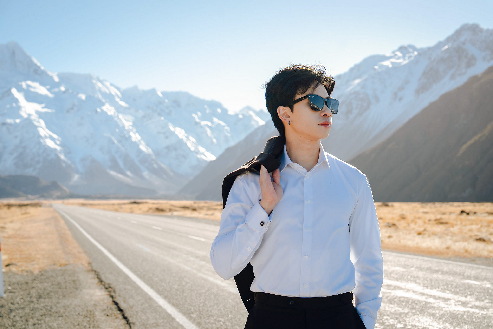 New Zealand Pre-Wedding Photoshoot | Lake Wakatipu & Cecil Peak, Glacier & Mount Cook National Park at Mount Cook National Park pre-wedding photo