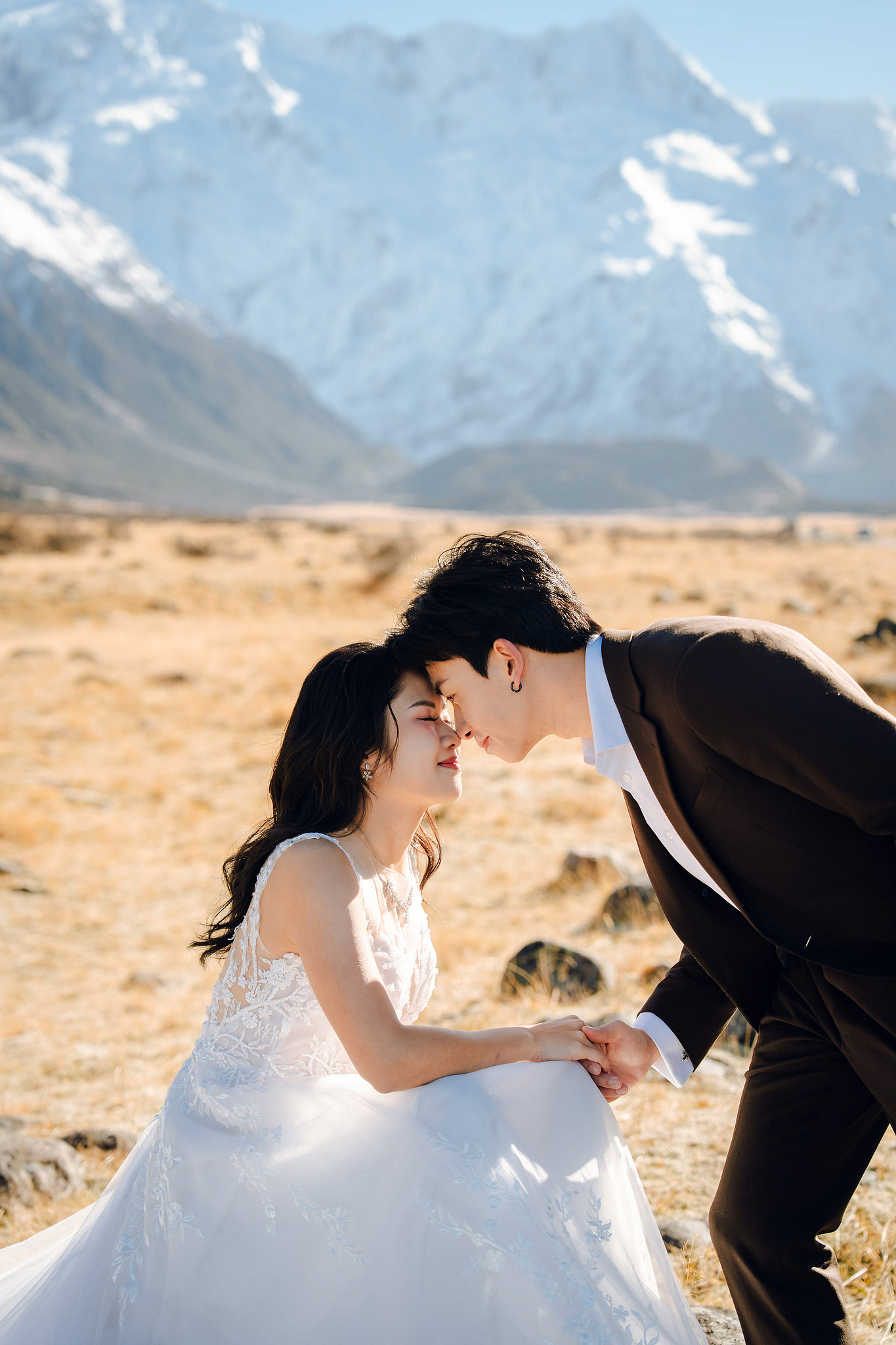 New Zealand Pre-Wedding Photoshoot | Lake Wakatipu & Cecil Peak, Glacier & Mount Cook National Park at Mount Cook National Park pre-wedding photo