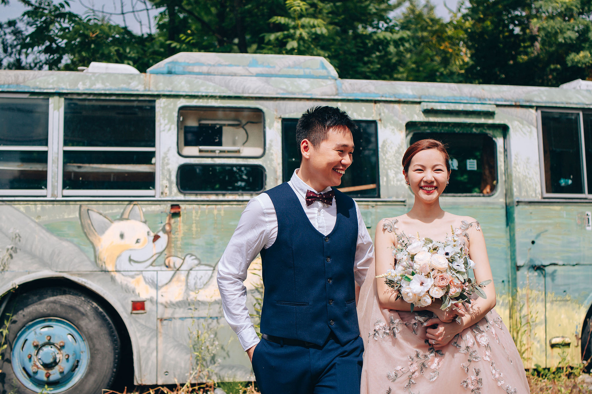 Hokkaido Summer Rainbow Flowers and Railway Track Japan Prewedding Photoshoot at Furano pre-wedding photo