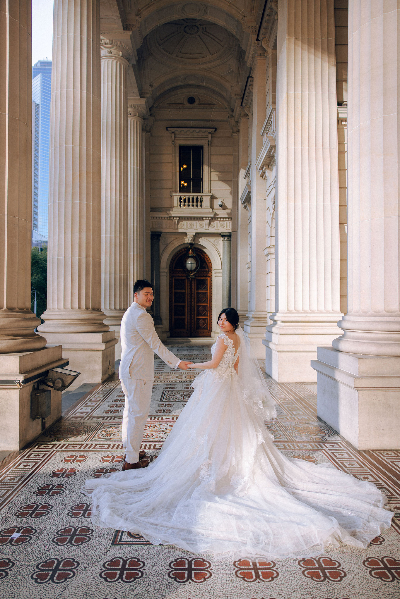 Melbourne Pre-Wedding Photoshoot | Mont Du Soleil, St Patrick Cathedral, The Parliament House & Prince Bridge at The Parliament House pre-wedding photo