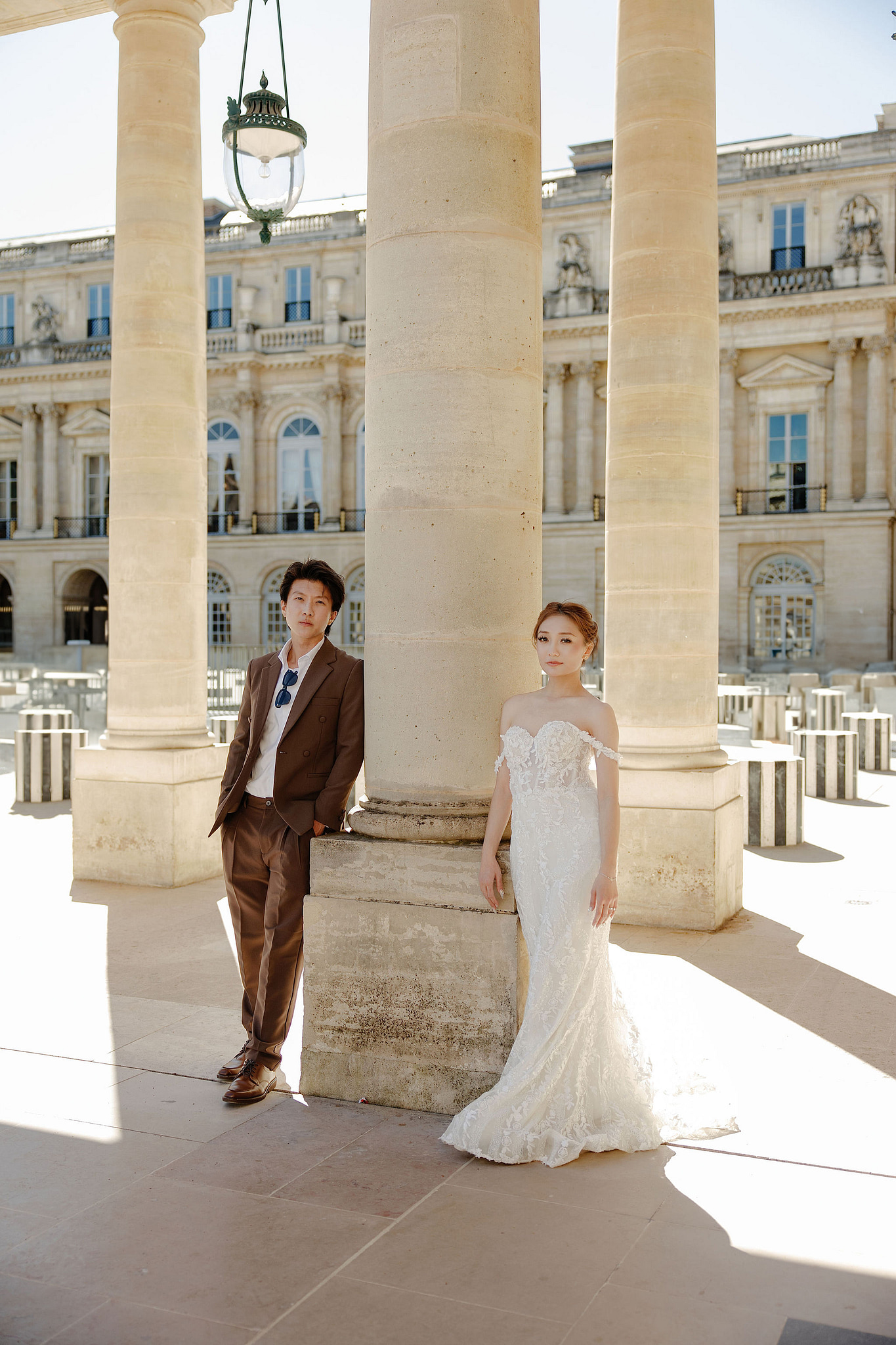 Paris Pre-Wedding Photoshoot | Place du Trocadéro, Bir-Hakeim Bridge, Sacré-Cœur Basilica, Parisian Café & Palais Royal at Palais Royal pre-wedding photo