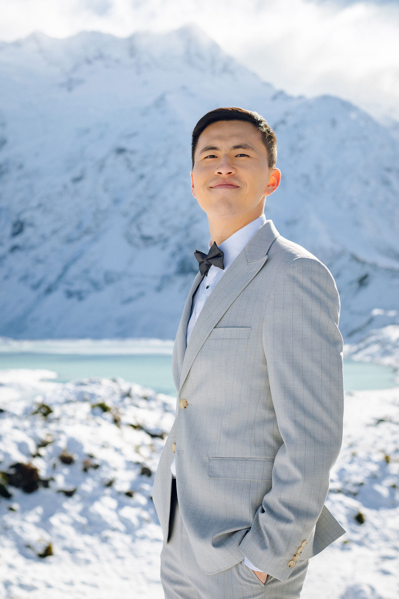 New Zealand Pre-Wedding Photoshoot with Lake Wakatipu, Skippers Canyon, Lake Tekapo, Mount Cook, and Omarama Clay Cliffs at Lake Tekapo & Mount Cook National Park pre-wedding photo