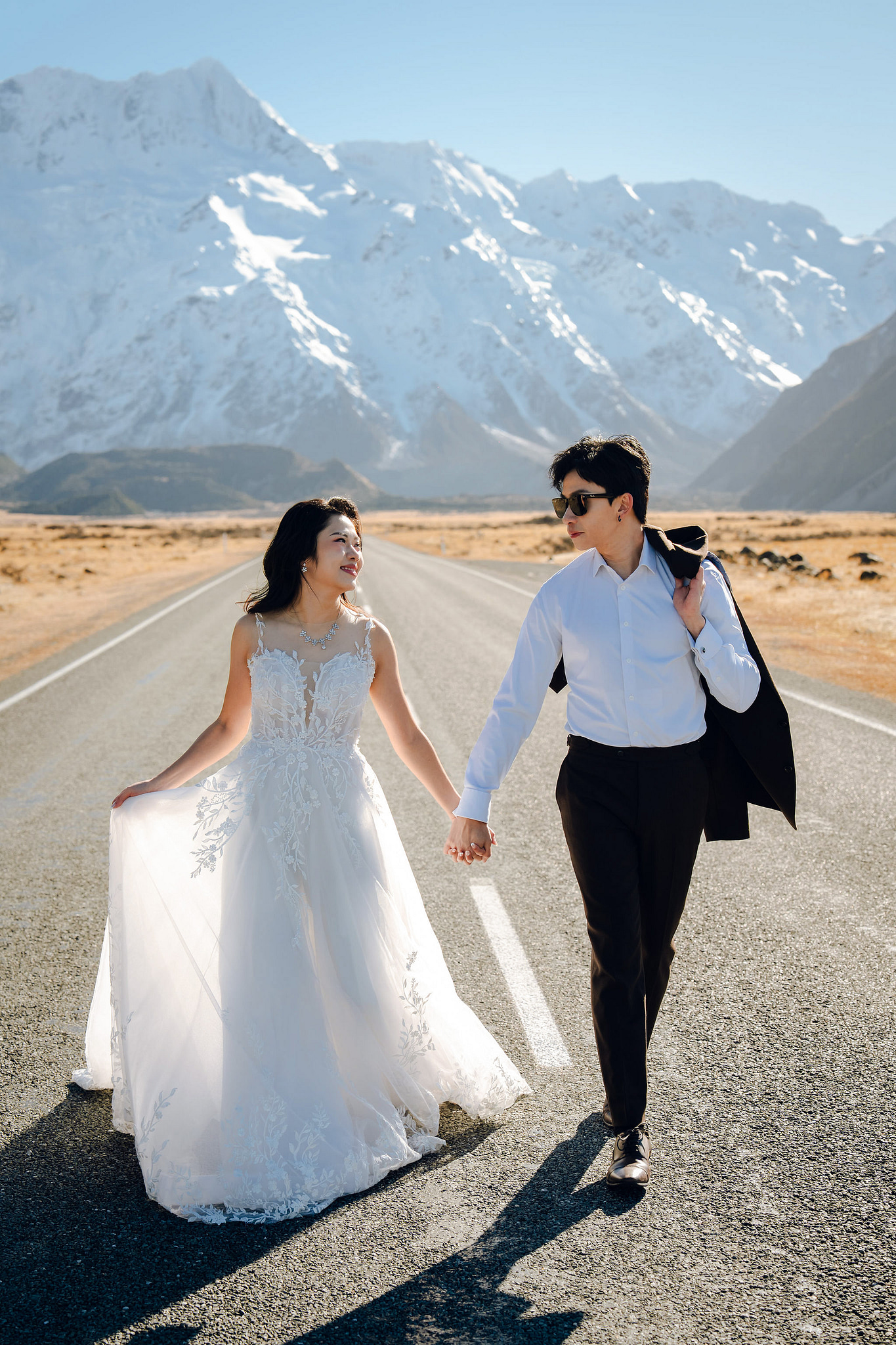New Zealand Pre-Wedding Photoshoot | Lake Wakatipu & Cecil Peak, Glacier & Mount Cook National Park at Mount Cook National Park pre-wedding photo