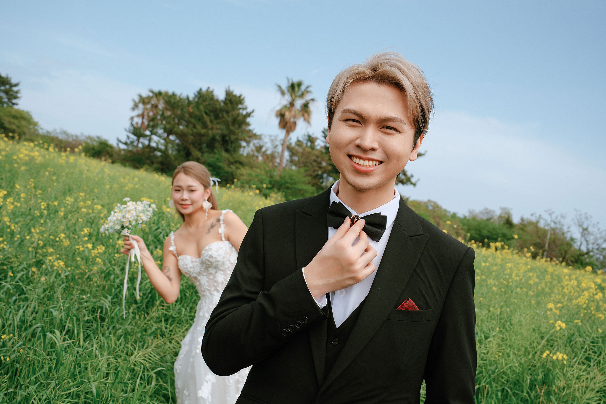 Jeju Pre-Wedding Photoshoot | Sangye-dong Forest, Yerae Ecological Park & Hyeopjae Beach at Yerae Ecological Park pre-wedding photo