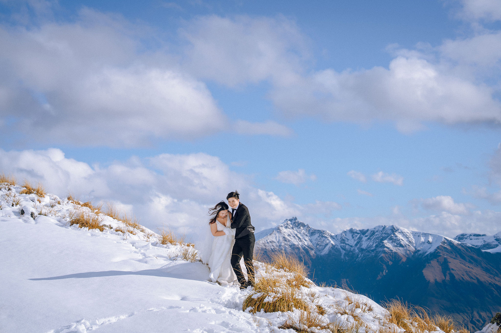 New Zealand Pre-Wedding Photoshoot | Lake Wakatipu, Alta Tarns, Coromandel Peak to Mount Cook at Alta Tarns pre-wedding photo