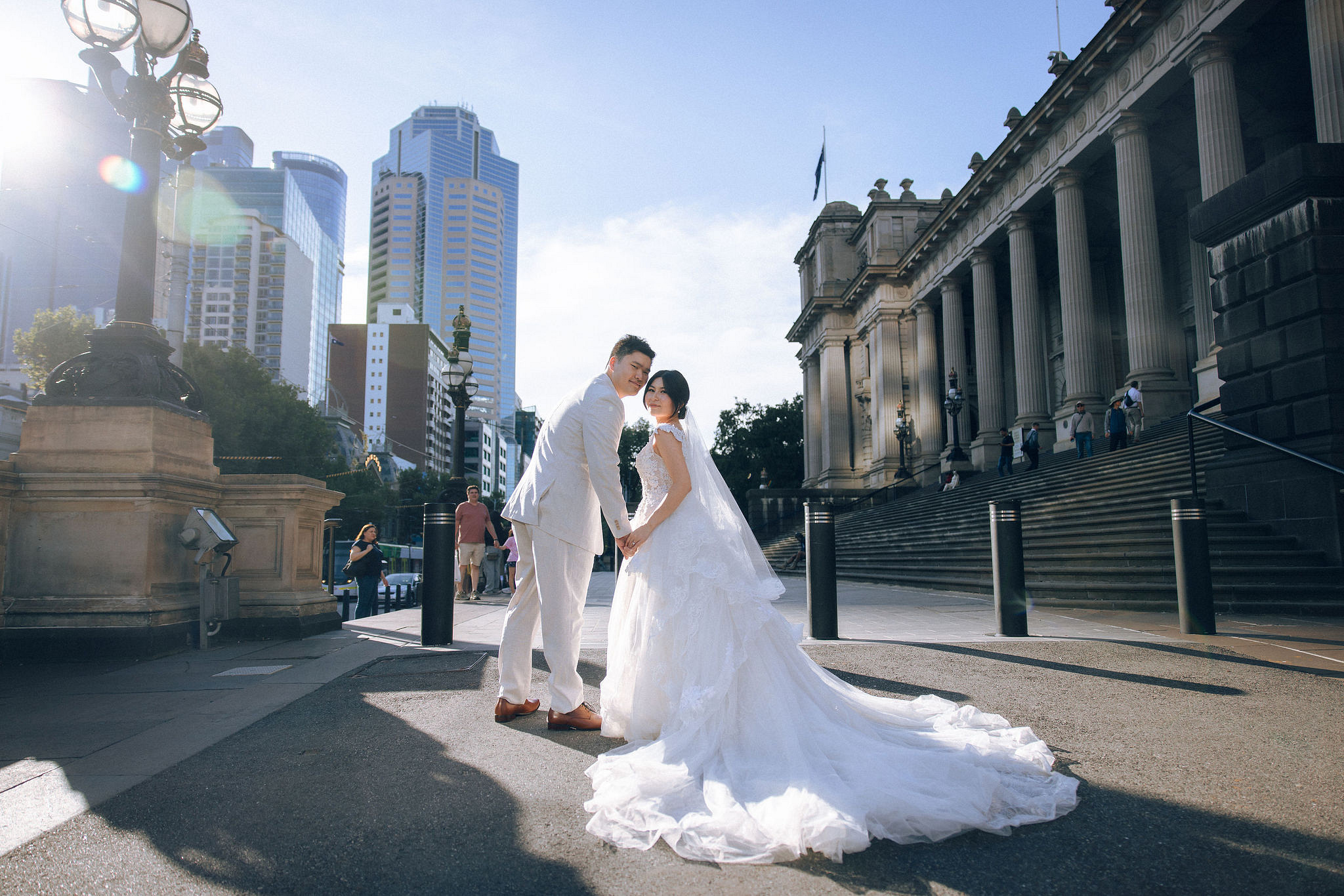 Melbourne Pre-Wedding Photoshoot | Mont Du Soleil, St Patrick Cathedral, The Parliament House & Prince Bridge at The Parliament House pre-wedding photo