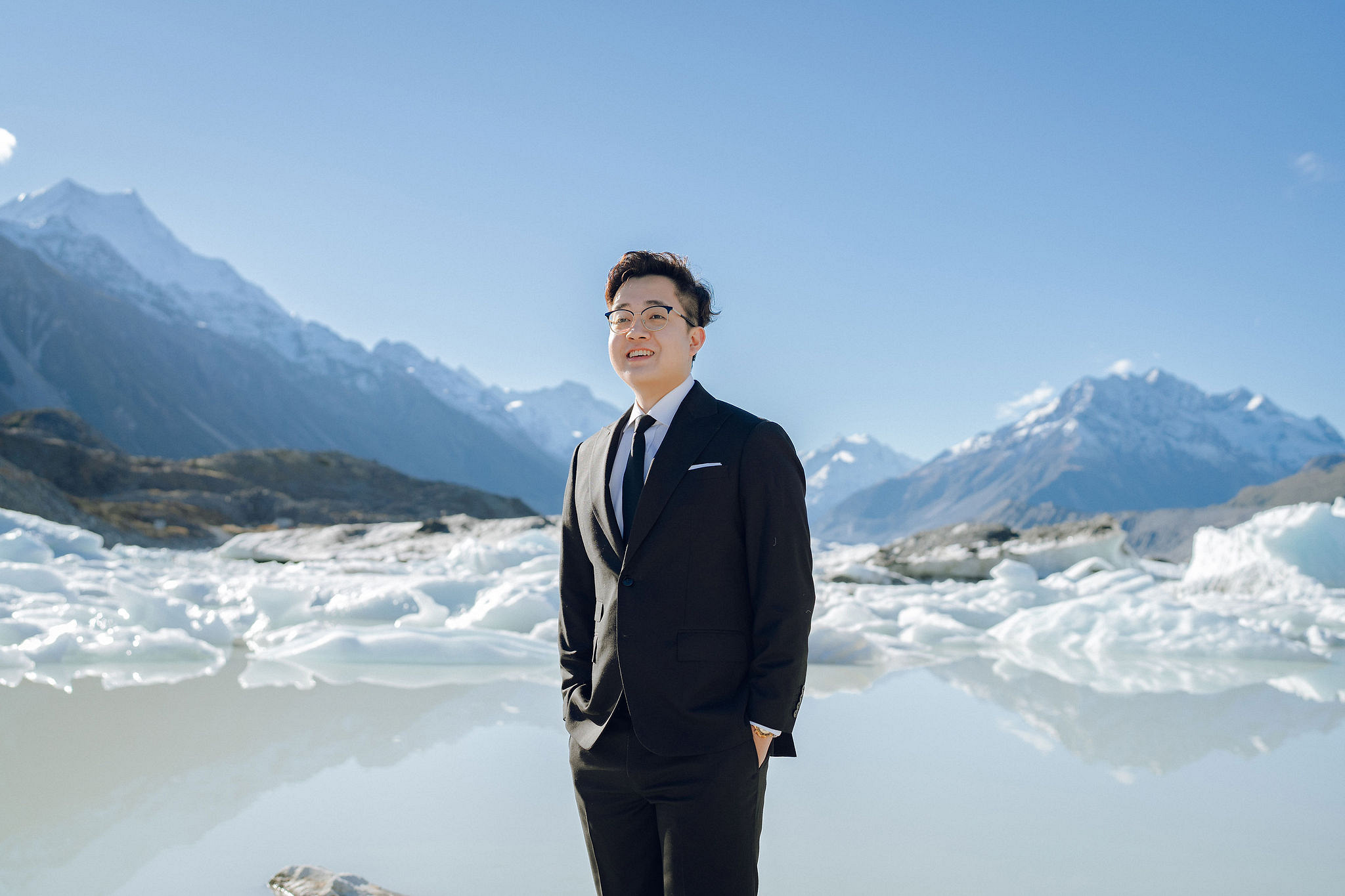 New Zealand Pre-Wedding Photoshoot | Arrowtown, Isobel Glacier, Alpaca Farm, Lake Tekapo & Mount Cook National Park at Mount Cook National Park pre-wedding photo