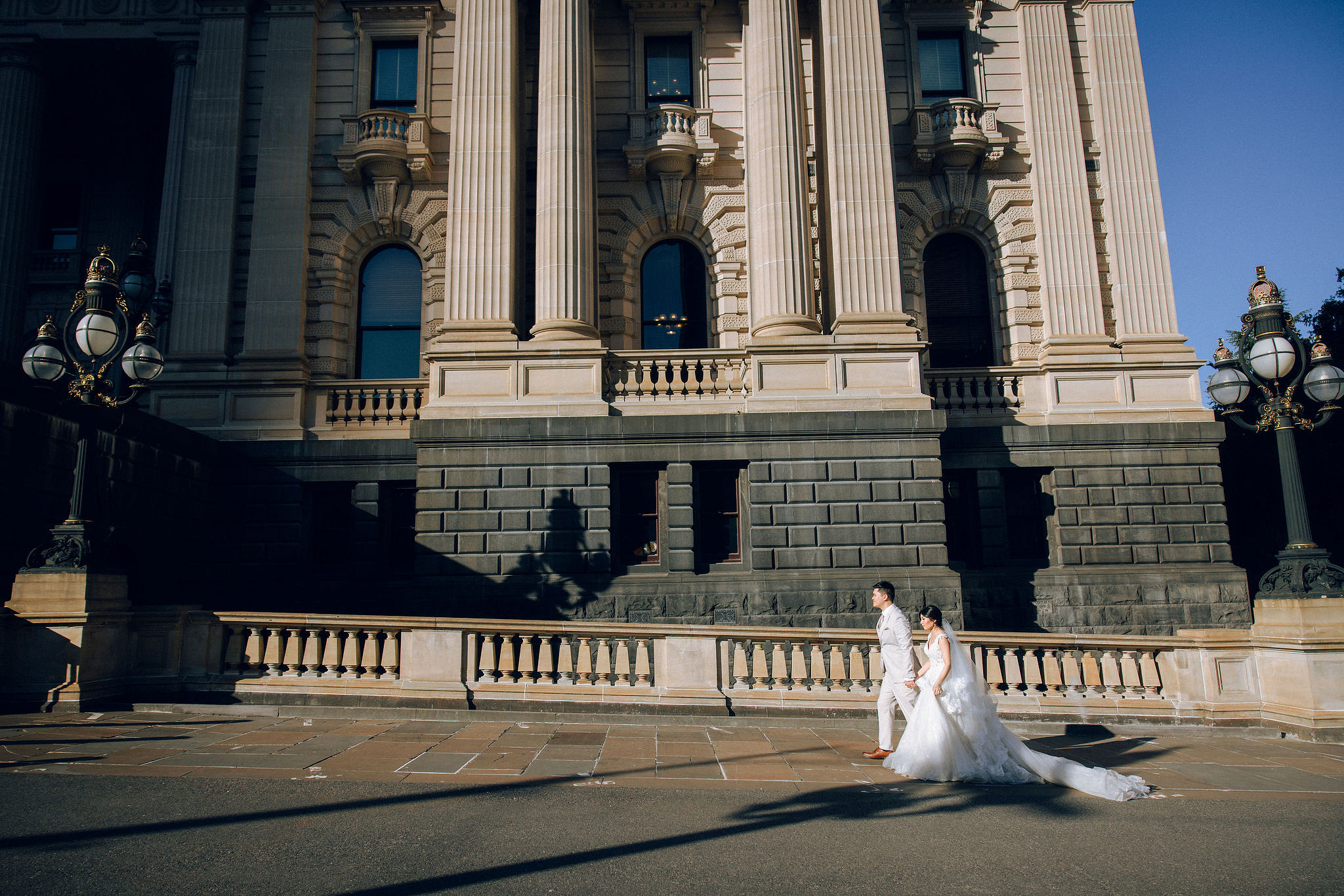 Melbourne Pre-Wedding Photoshoot | Mont Du Soleil, St Patrick Cathedral, The Parliament House & Prince Bridge at The Parliament House pre-wedding photo