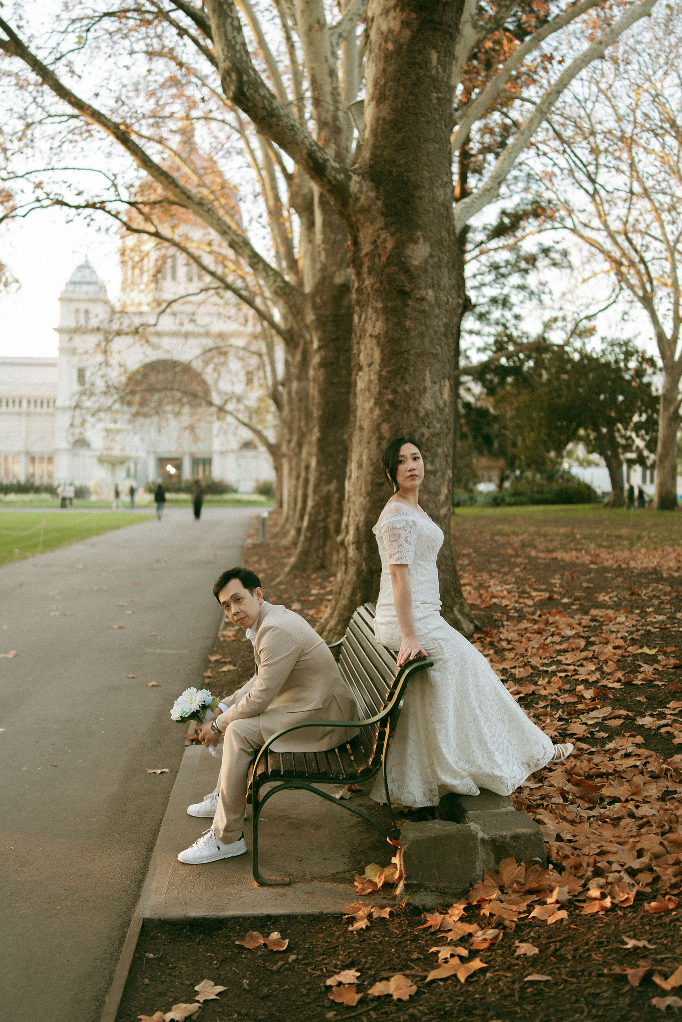 Melbourne Pre-Wedding Photoshoot | Gum Gully Farm, Studley Park & Carlton Gardens at Carlton Gardens pre-wedding photo