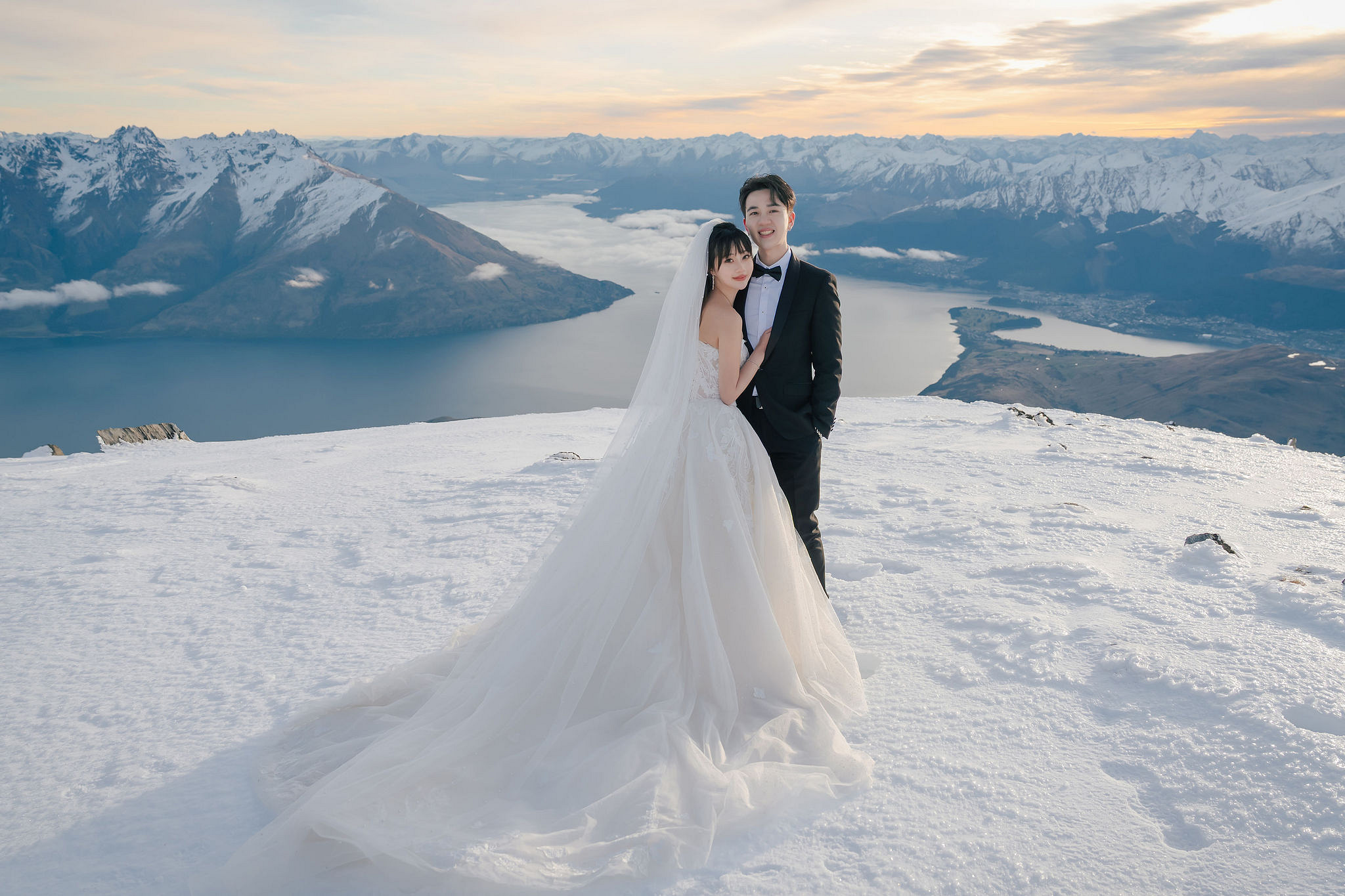 New Zealand Pre-Wedding Photoshoot | Lake Wakatipu, Fog Peak, Lake Tekapo, Glacier & Mount Cook National Park at Fog Peak pre-wedding photo