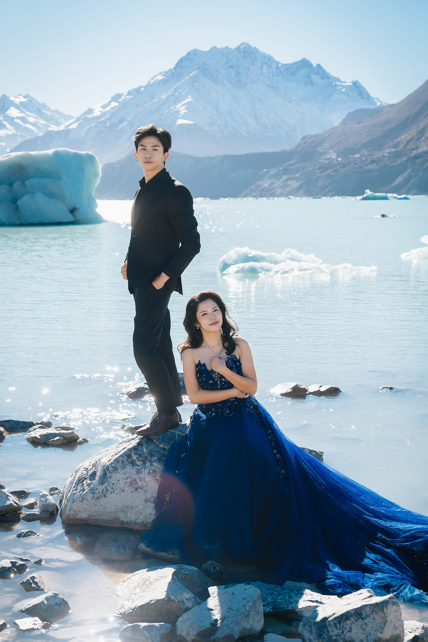 New Zealand Pre-Wedding Photoshoot | Lake Wakatipu & Cecil Peak, Glacier & Mount Cook National Park at Glacier pre-wedding photo
