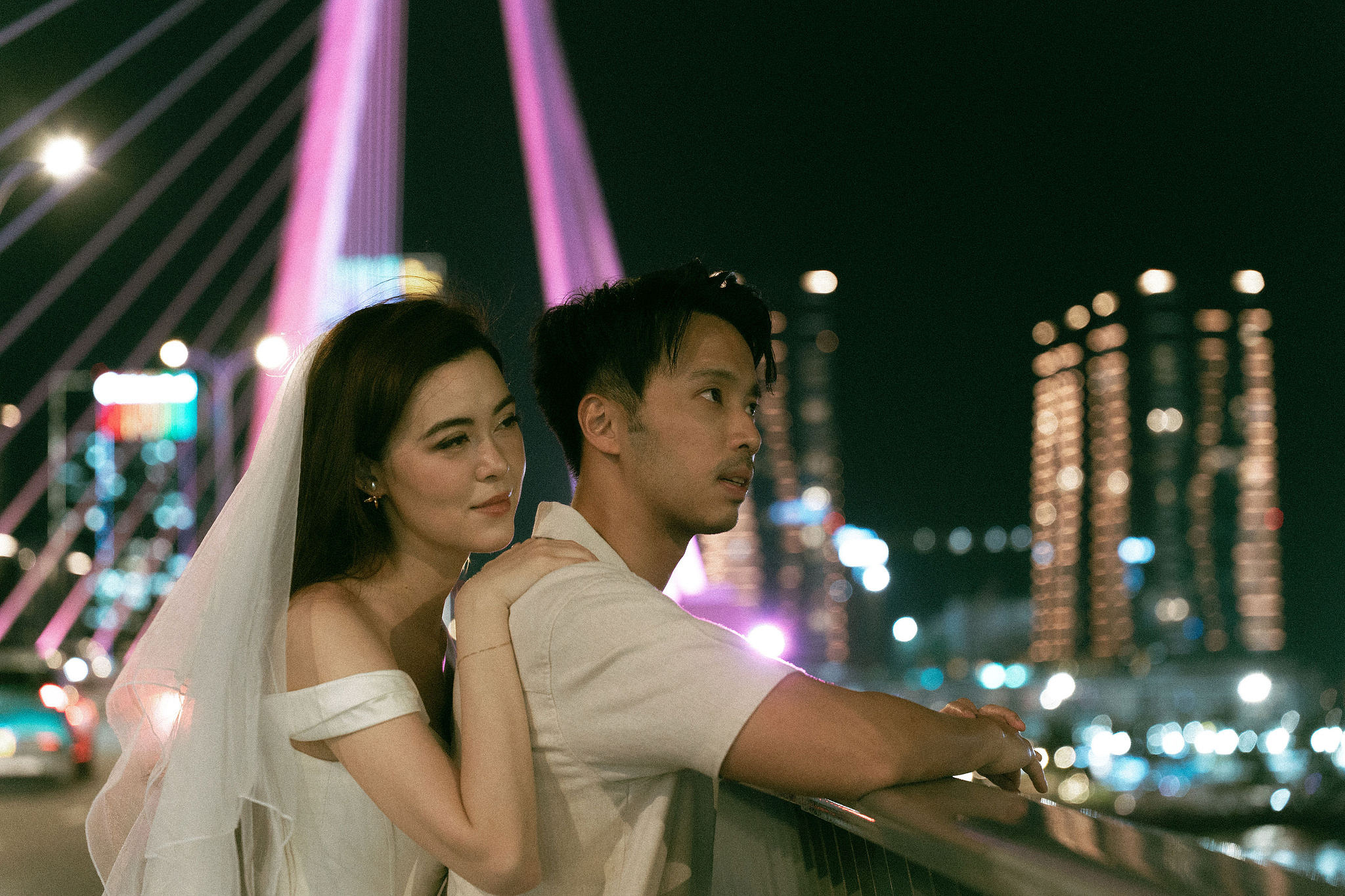 Ho Chi Minh Vietnam Pre-Wedding Photoshoot | European Film Studio, Market Streets & Saigon Bridge at Saigon Bridge pre-wedding photo