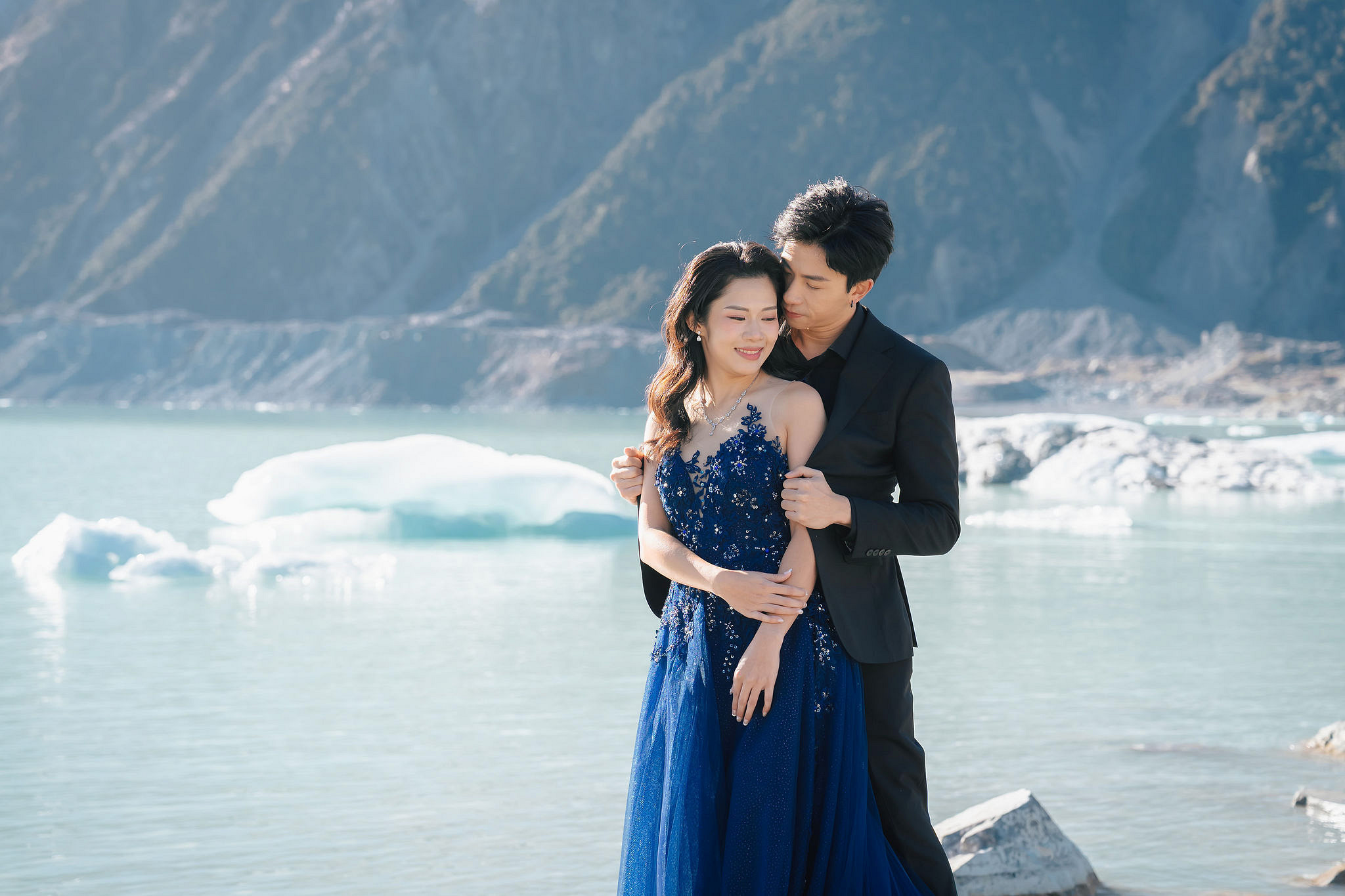 New Zealand Pre-Wedding Photoshoot | Lake Wakatipu & Cecil Peak, Glacier & Mount Cook National Park at Glacier pre-wedding photo