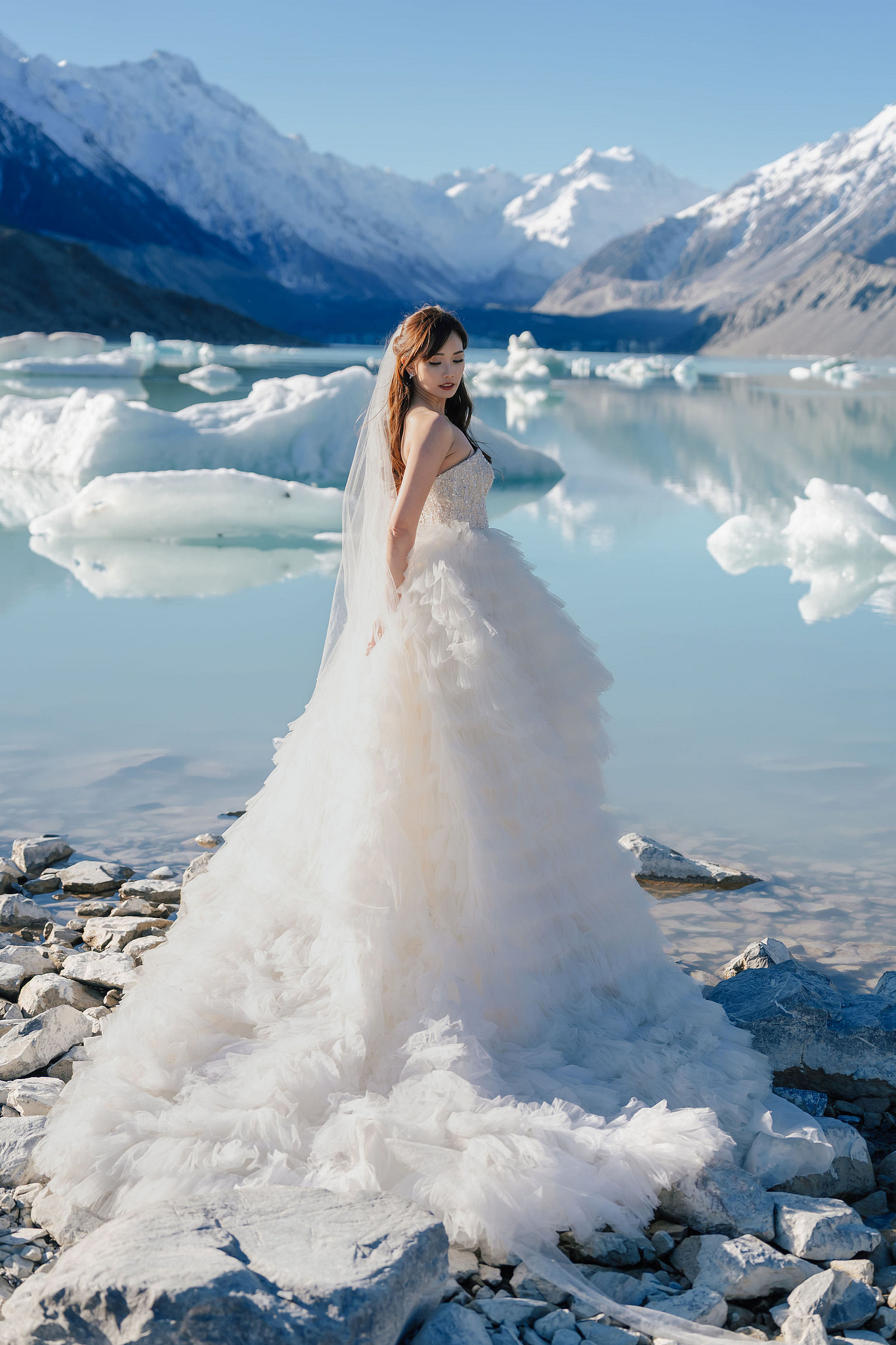 New Zealand Pre-Wedding Photoshoot | Coromandel Peak, Lake Wakatipu & Queenstown, Skippers Canyon, Lake Tekapo, Mount Cook National Park & Glacier at Glacier pre-wedding photo