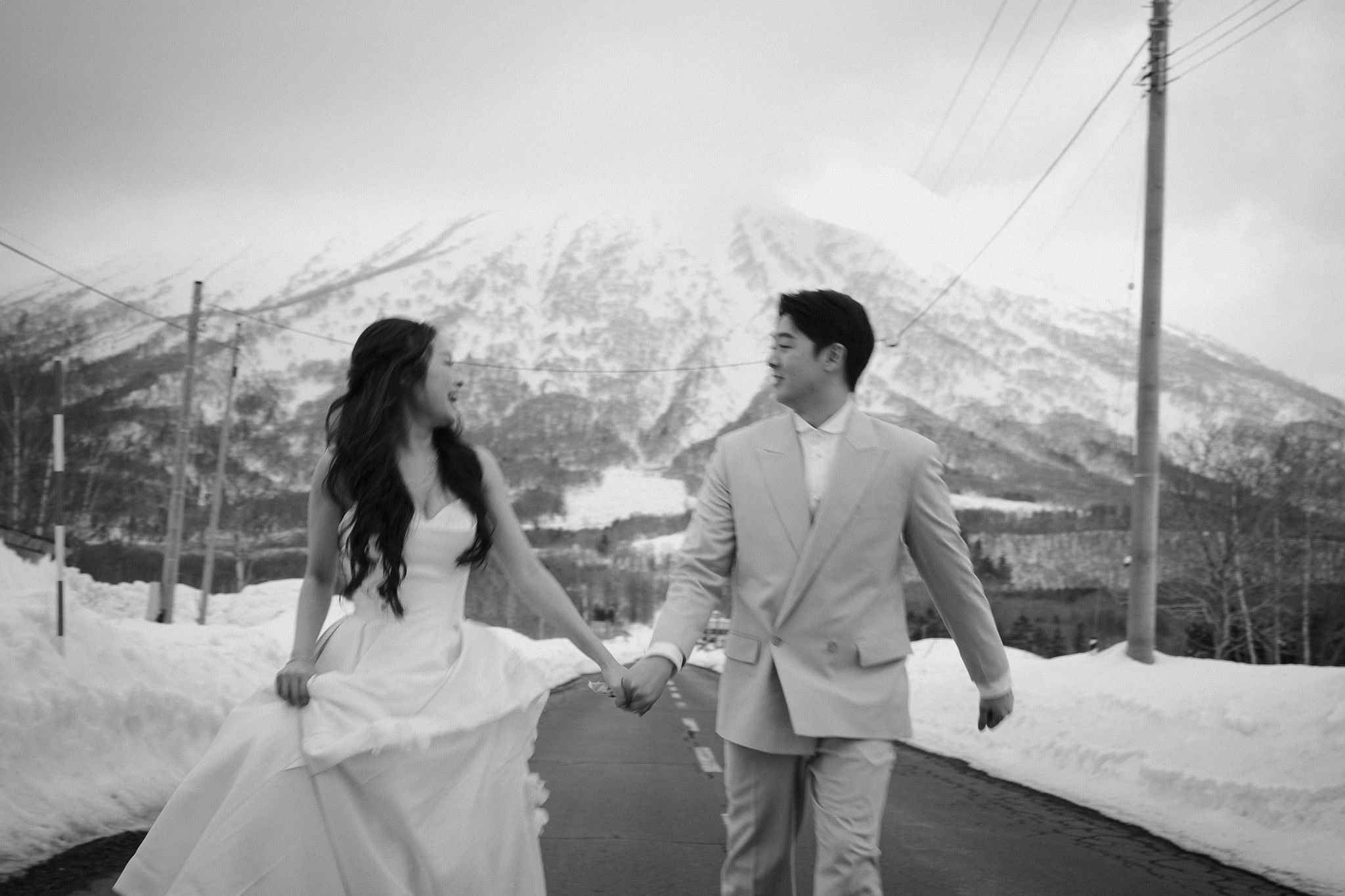 Hokkaido Pre-Wedding Photoshoot | Birch Forest, Rusutsu Resort & Hirafu Village at Birch Forest pre-wedding photo