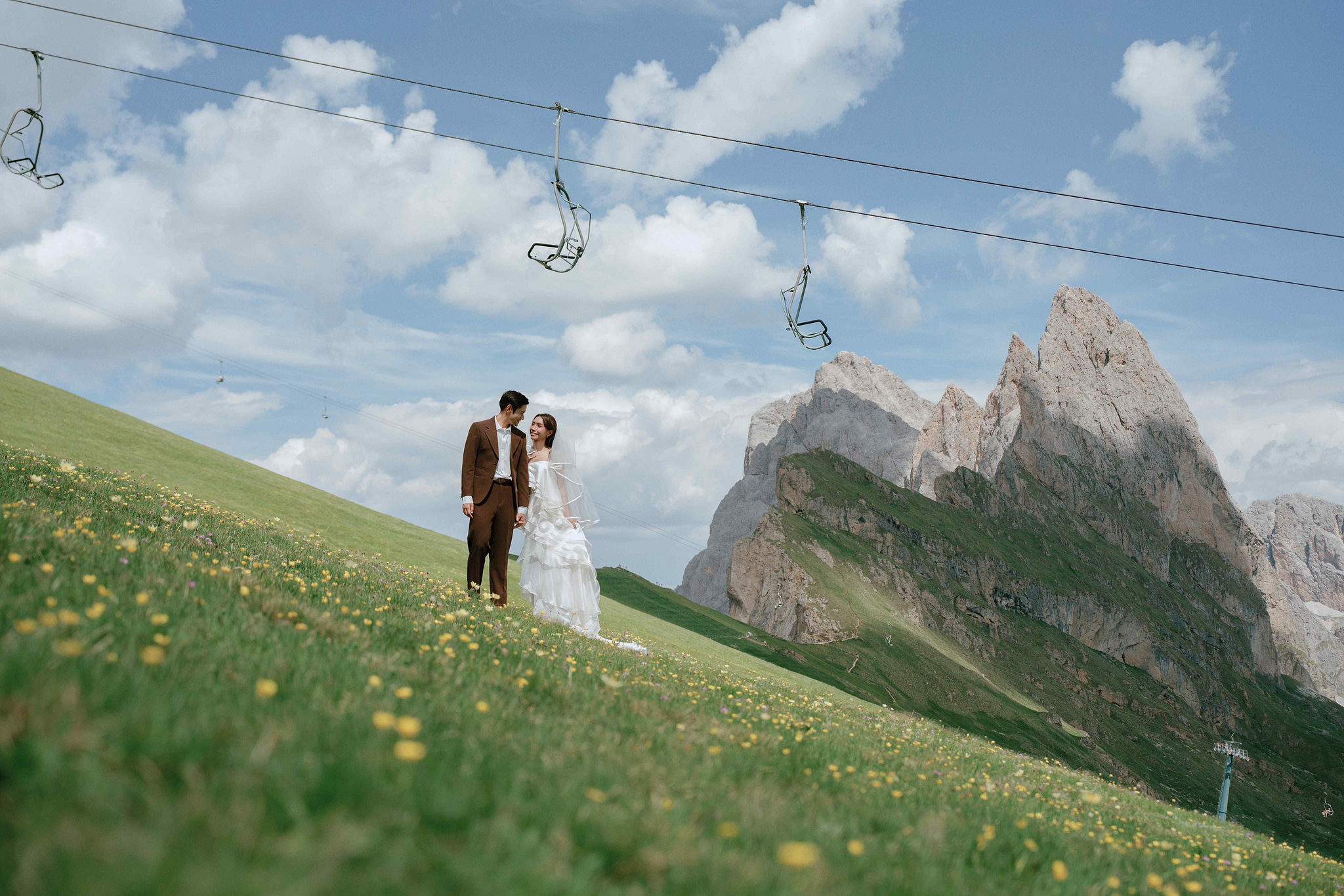 Dolomites Post-Wedding Photoshoot | Lago di Braies, Seceda & Val di Funes at Seceda pre-wedding photo