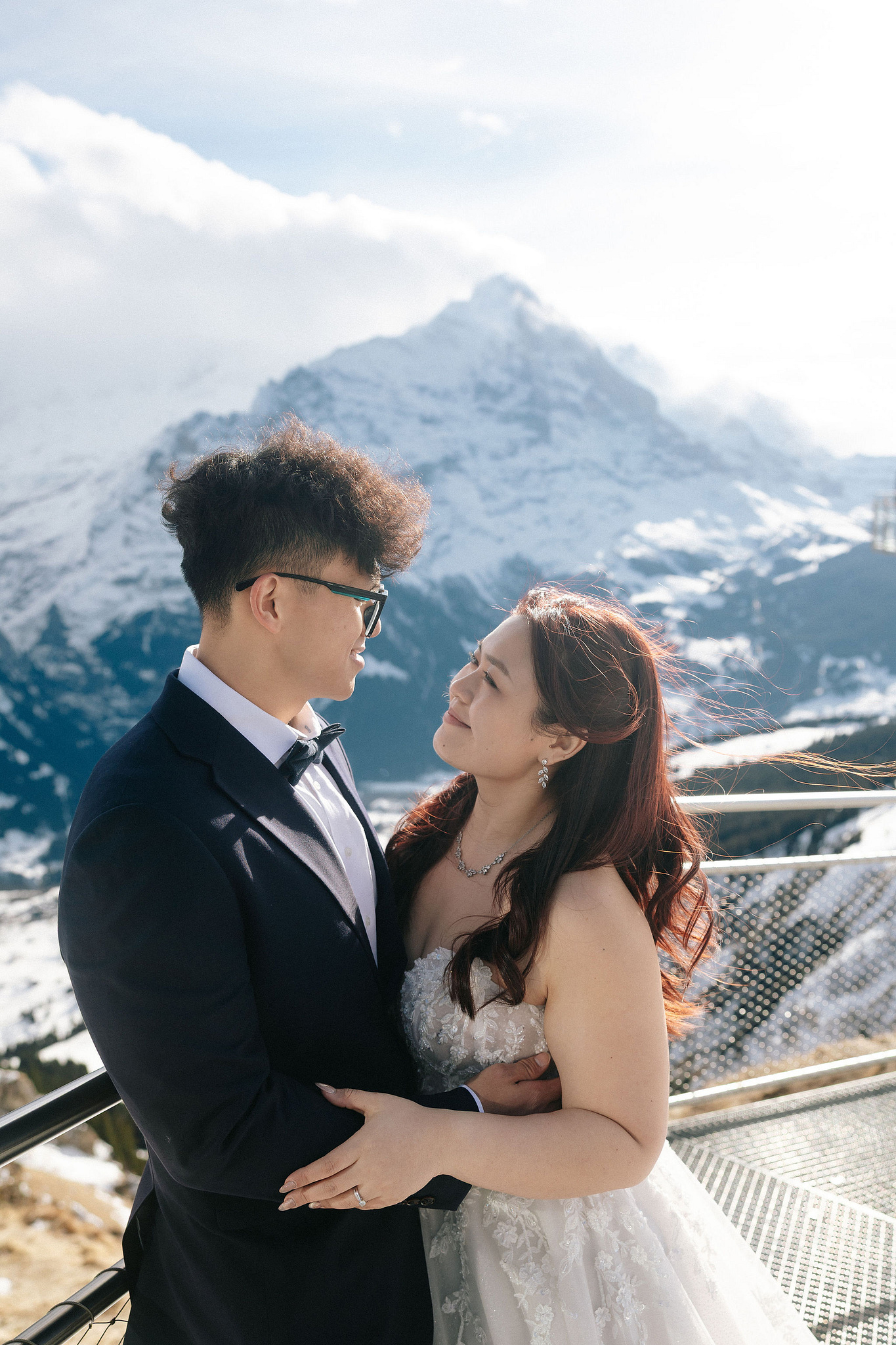 Switzerland Pre-Wedding Photoshoot | Lauterbrunnen, Grindelwald First & Lake Brienz at Grindelwald First pre-wedding photo