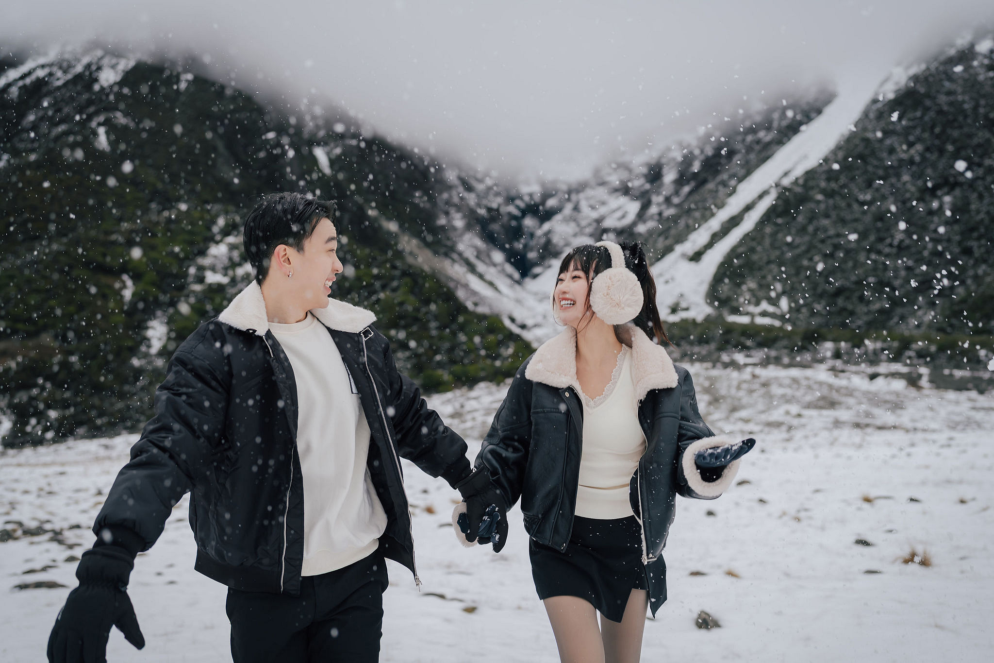 New Zealand Pre-Wedding Photoshoot | Lake Wakatipu, Fog Peak, Lake Tekapo, Glacier & Mount Cook National Park at Mount Cook National Park pre-wedding photo