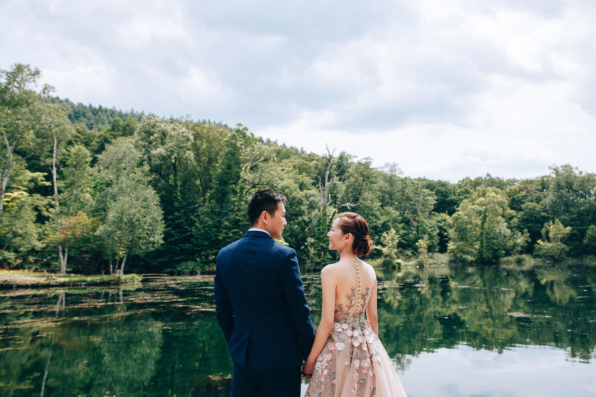Hokkaido Summer Rainbow Flowers and Railway Track Japan Prewedding Photoshoot at Furano pre-wedding photo