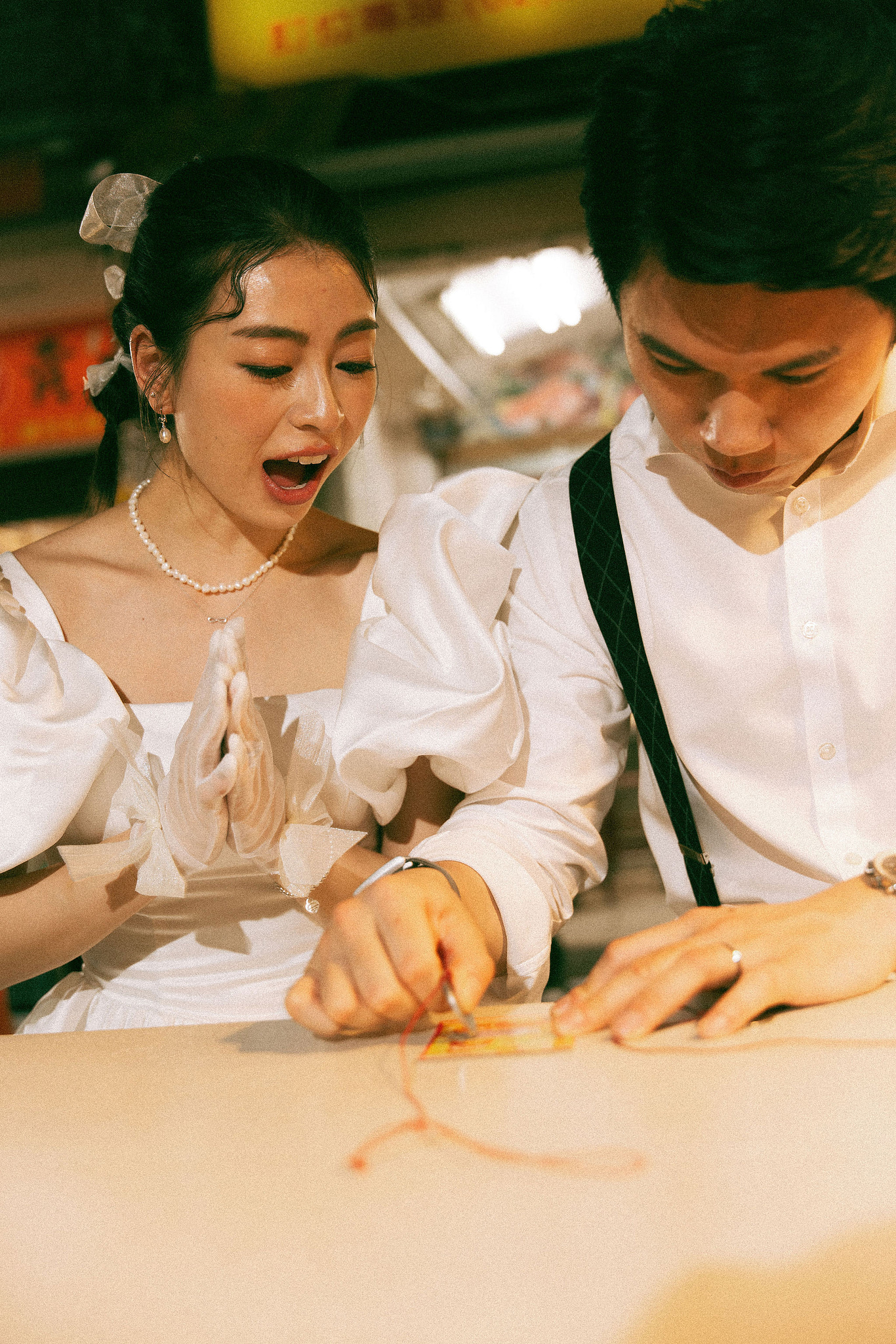 Taiwan Pre-Wedding Photoshoot Traditional Garden Qi Pao Experience Yangmingshan Vintage Night Market Shoot at Night Market pre-wedding photo