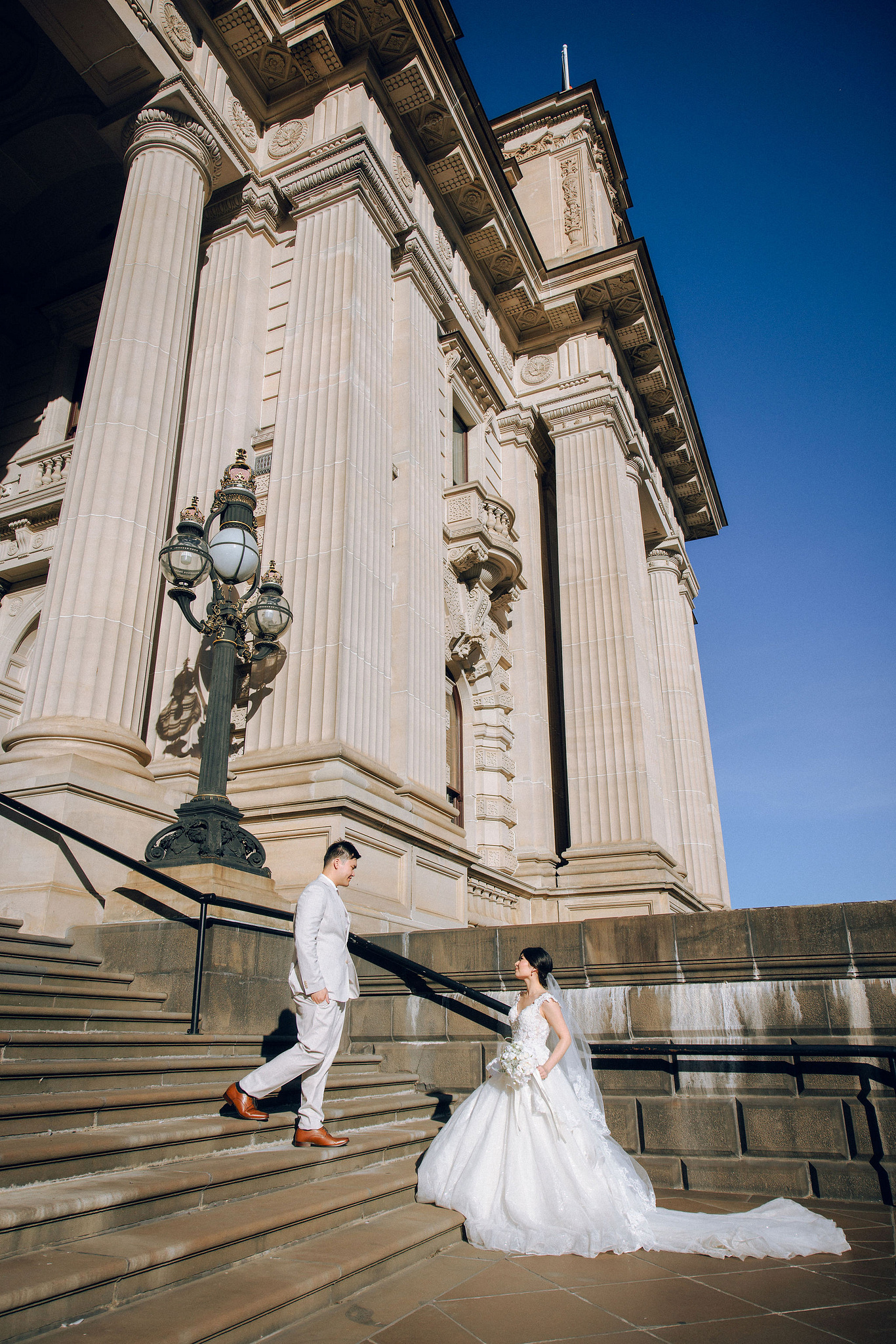 Melbourne Pre-Wedding Photoshoot | Mont Du Soleil, St Patrick Cathedral, The Parliament House & Prince Bridge at The Parliament House pre-wedding photo