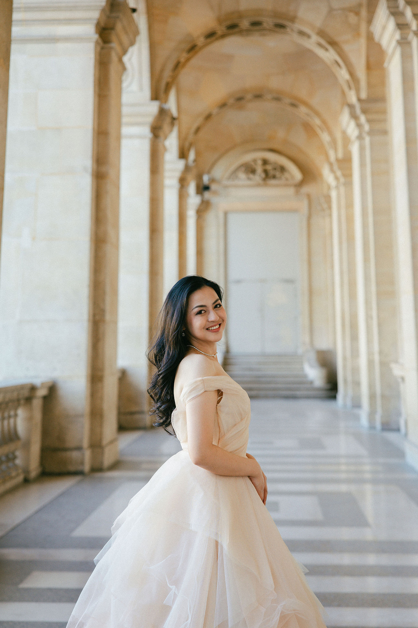 Paris Autumn Pre-Wedding Photoshoot | Avenue de Camoëns, Tuileries Garden, Louvre, Pont Alexandre III & Bir-Hakeim Bridge at Louvre pre-wedding photo