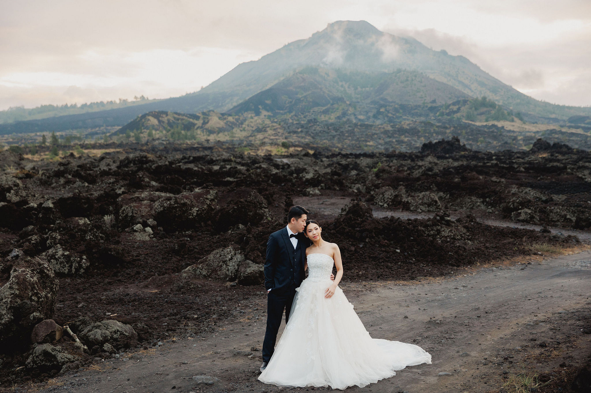 Bali Pre-Wedding Photoshoot | Mt. Batur Lava Fields, Blangsinga Waterfall & Balangan Beach at Mt. Batur Lava Fields pre-wedding photo