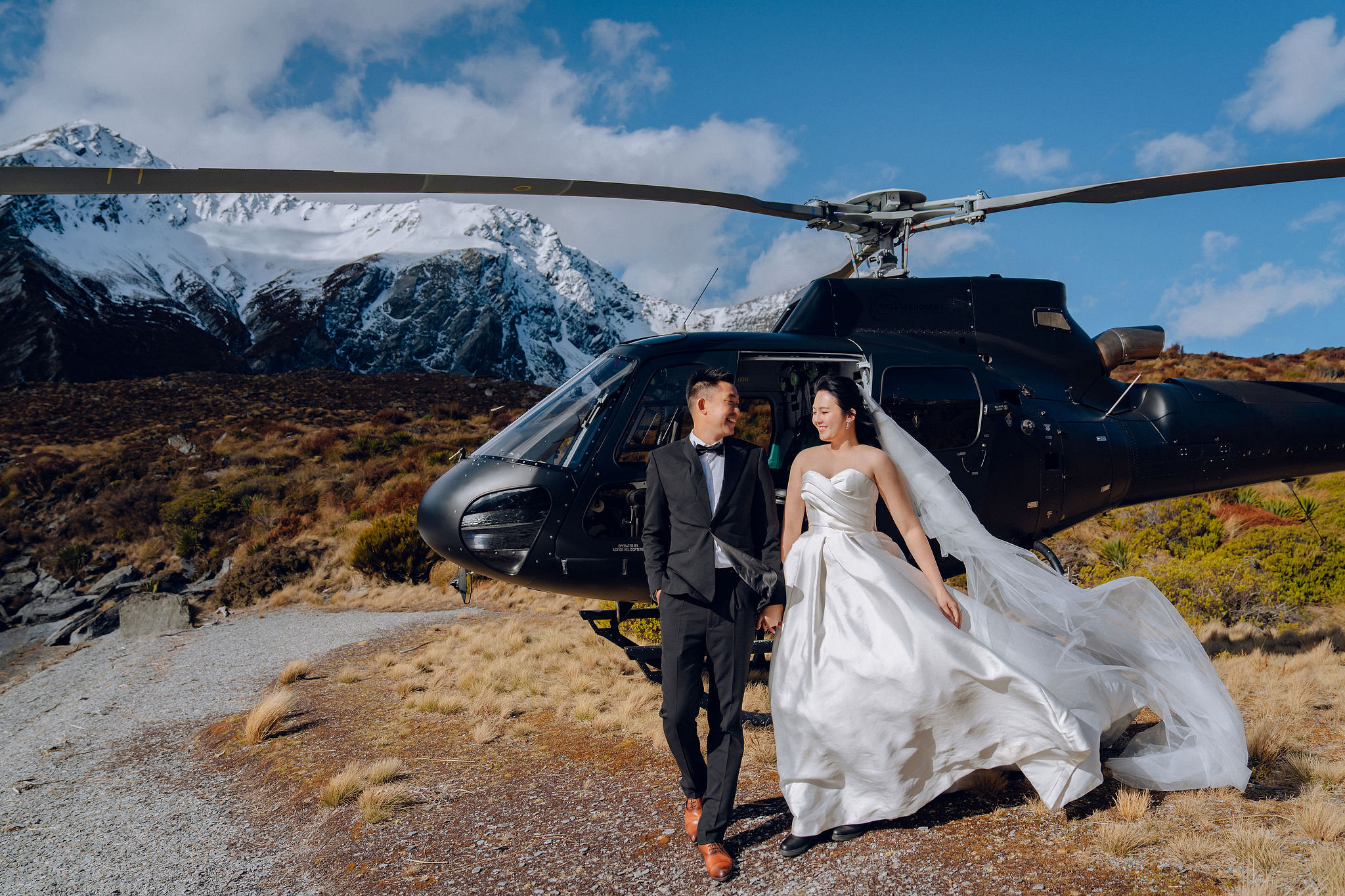New Zealand Pre-Wedding Photoshoot | Lake Tekapo, Mount Cook, Tasman Glacier & Lake Wakatipu at Lake Lochnagar pre-wedding photo