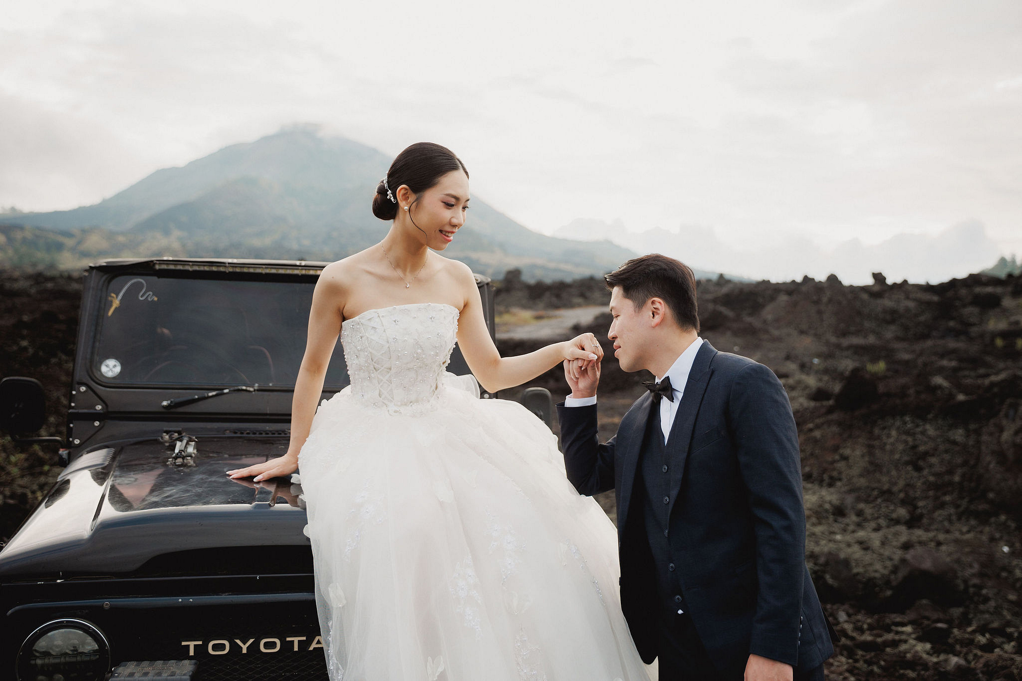 Bali Pre-Wedding Photoshoot | Mt. Batur Lava Fields, Blangsinga Waterfall & Balangan Beach at Mt. Batur Lava Fields pre-wedding photo