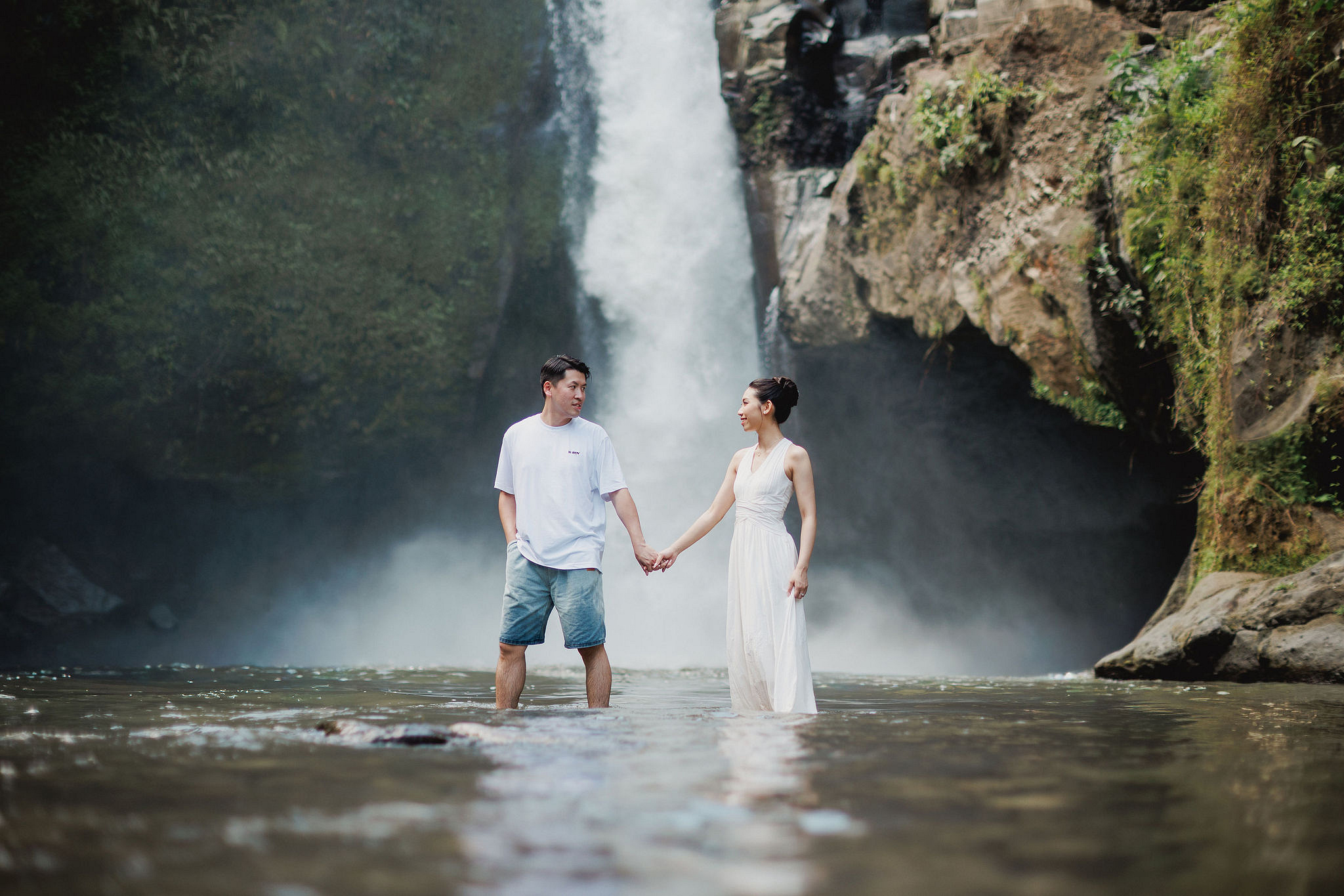 Bali Pre-Wedding Photoshoot | Mt. Batur Lava Fields, Blangsinga Waterfall & Balangan Beach at Blangsinga Waterfall pre-wedding photo