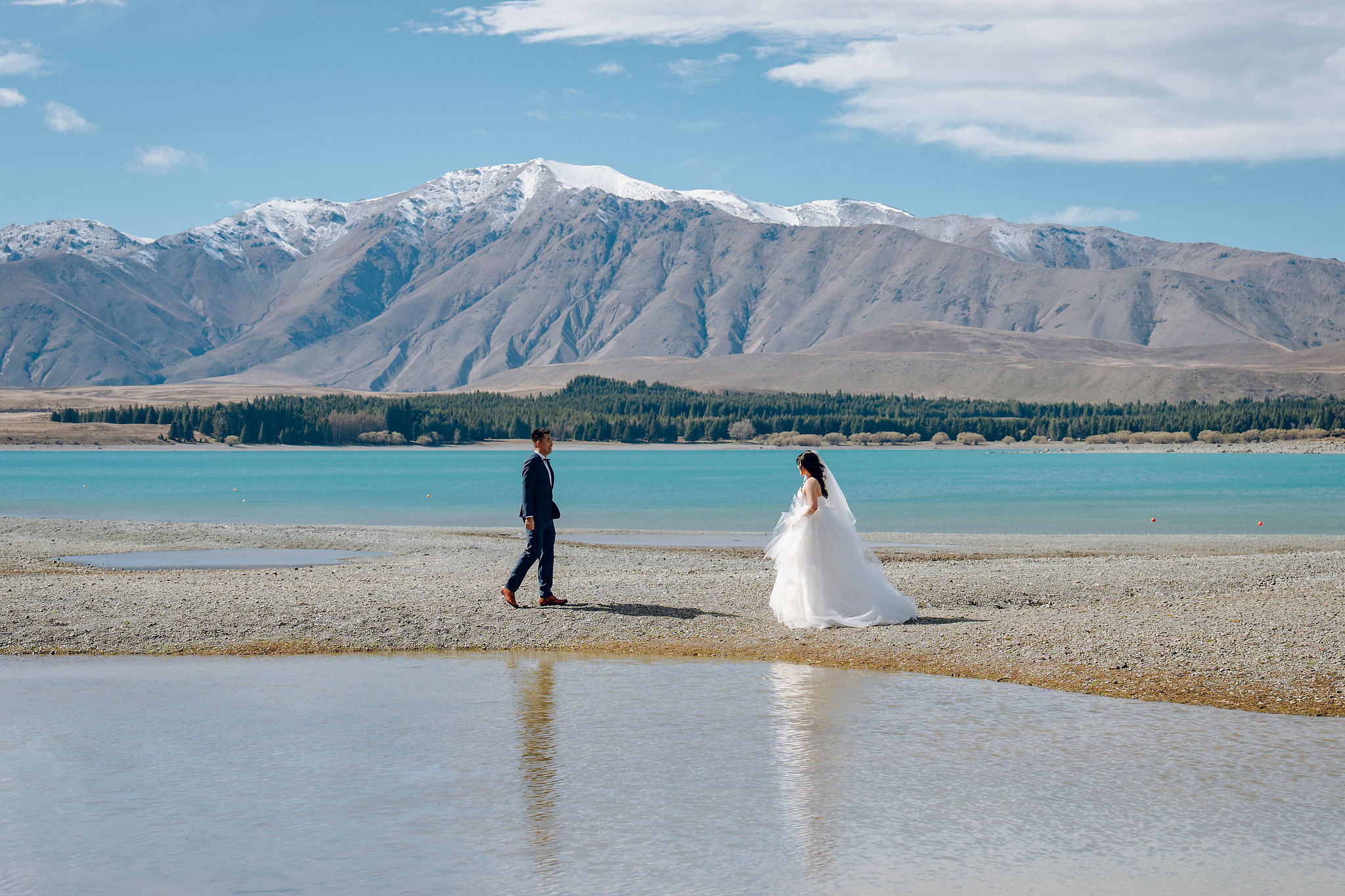 New Zealand Pre-Wedding Photoshoot | Lake Tekapo, Mount Cook, Tasman Glacier & Lake Wakatipu at Lake Tekapo pre-wedding photo