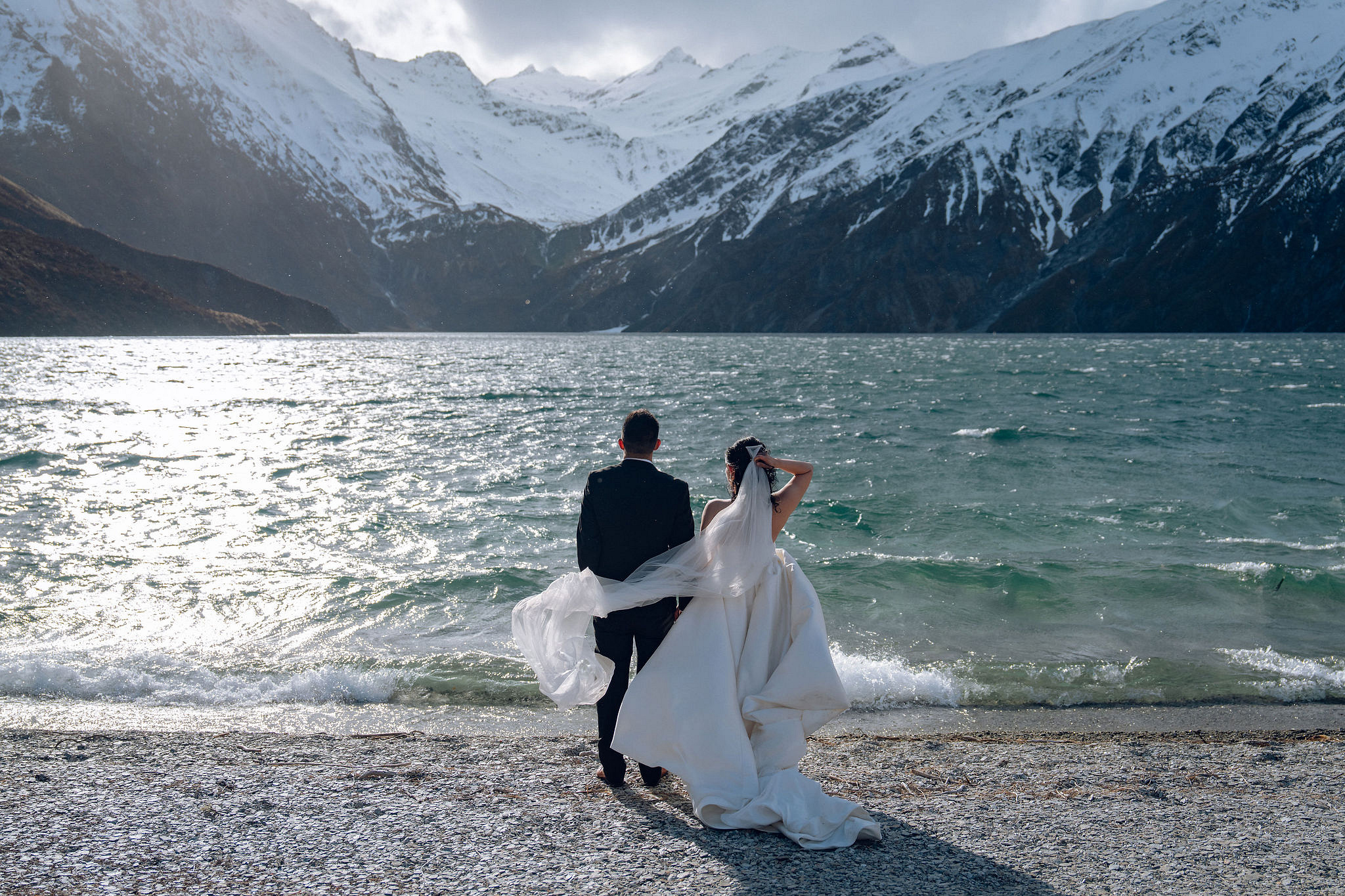 New Zealand Pre-Wedding Photoshoot | Lake Tekapo, Mount Cook, Tasman Glacier & Lake Wakatipu at Lake Lochnagar pre-wedding photo