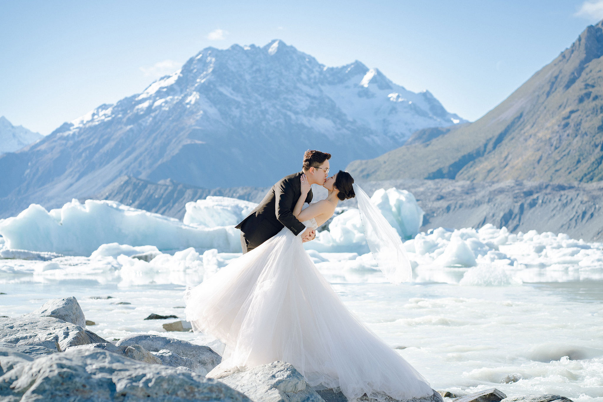 New Zealand Pre-Wedding Photoshoot | Arrowtown, Isobel Glacier, Alpaca Farm, Lake Tekapo & Mount Cook National Park at Mount Cook National Park pre-wedding photo