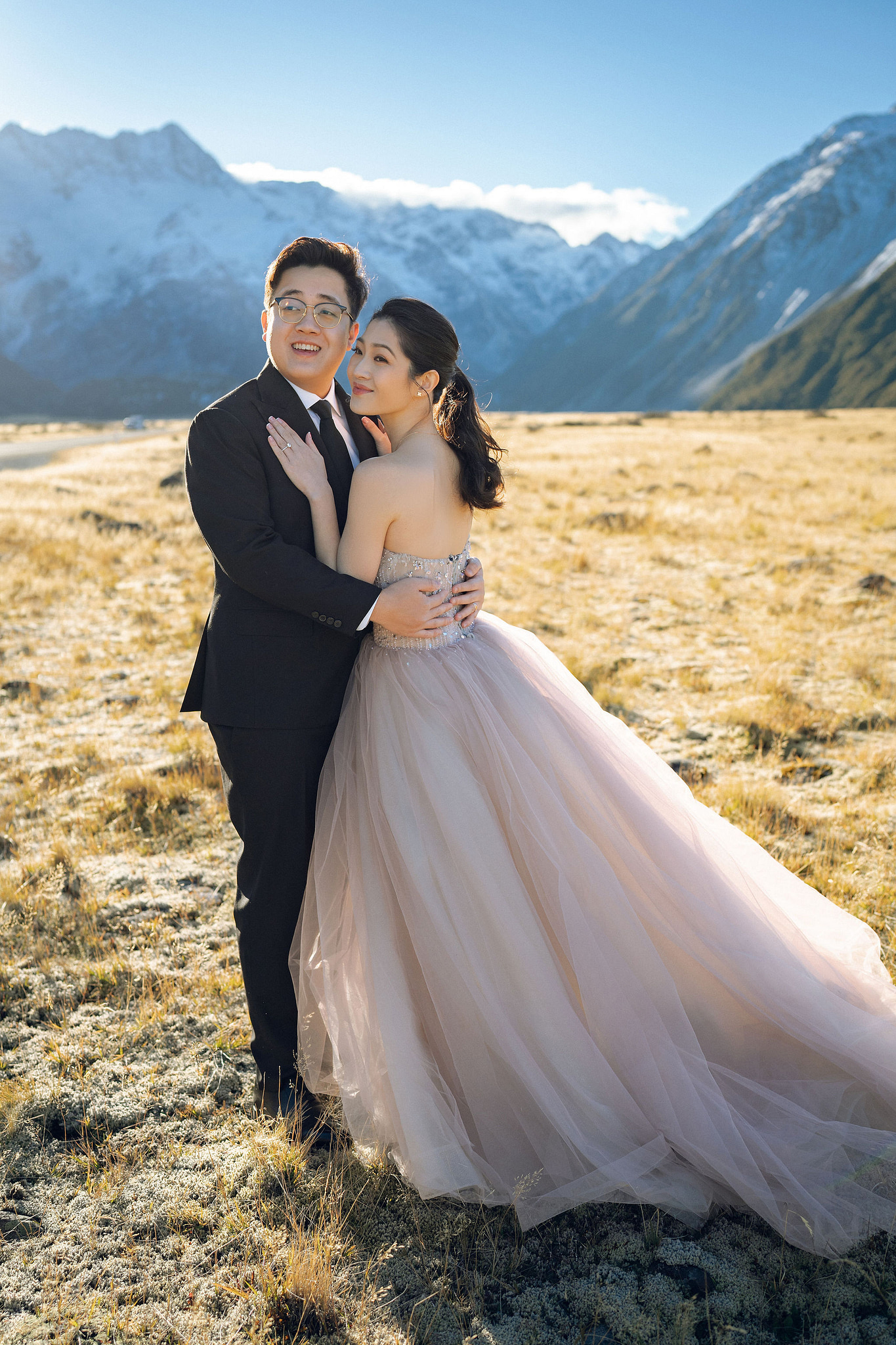 New Zealand Pre-Wedding Photoshoot | Arrowtown, Isobel Glacier, Alpaca Farm, Lake Tekapo & Mount Cook National Park at Mount Cook National Park pre-wedding photo