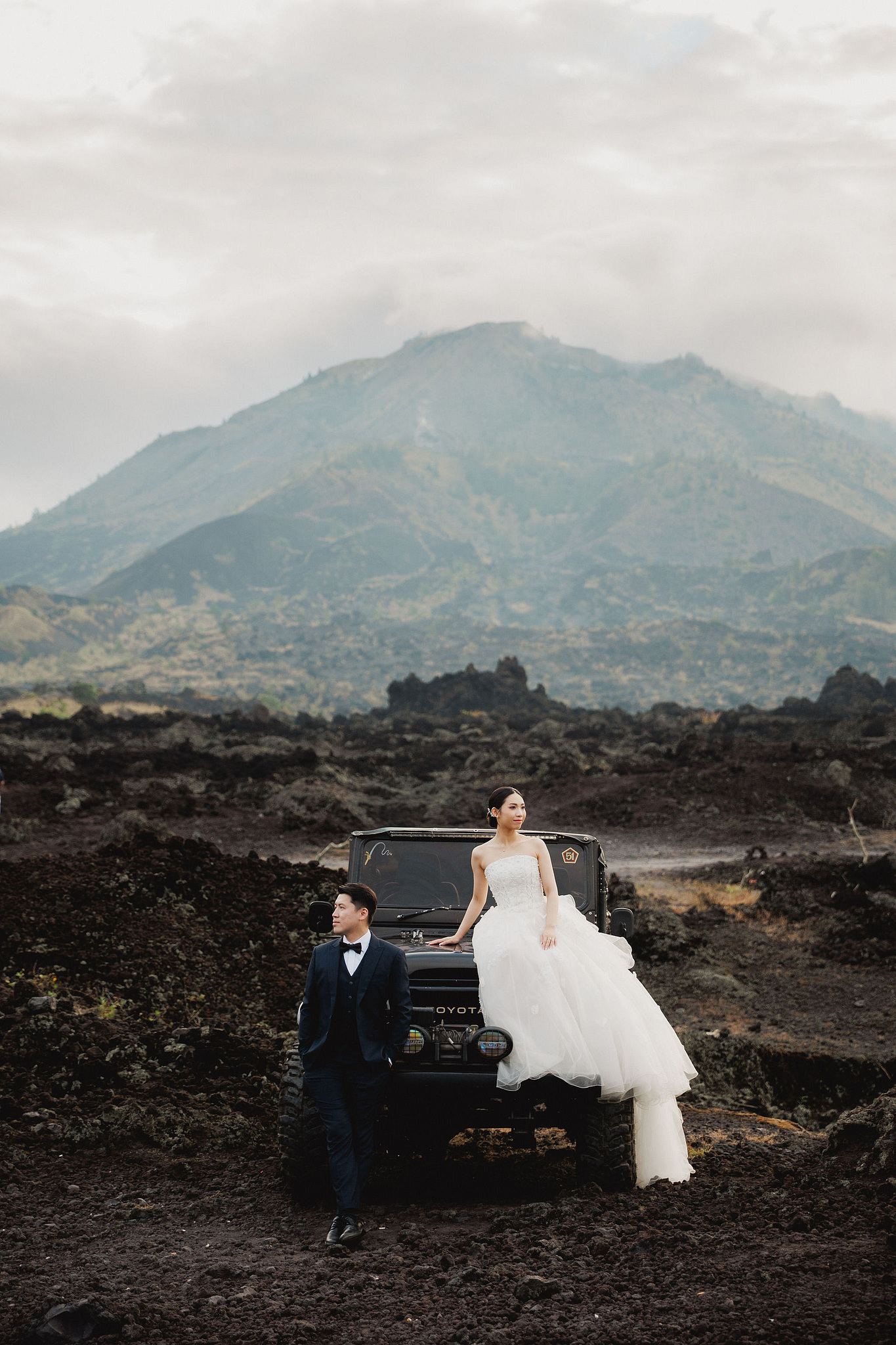 Bali Pre-Wedding Photoshoot | Mt. Batur Lava Fields, Blangsinga Waterfall & Balangan Beach at Mt. Batur Lava Fields pre-wedding photo