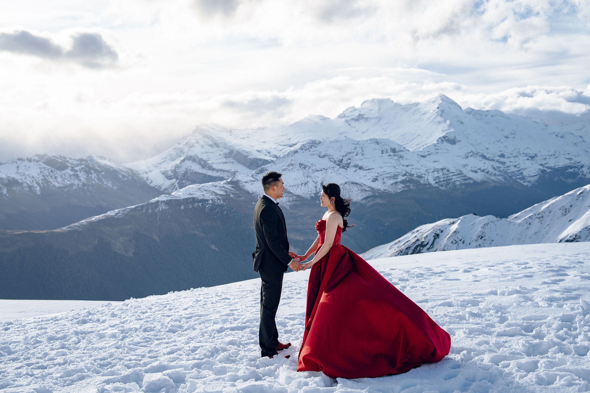 New Zealand Pre-Wedding Photoshoot | Lake Tekapo, Mount Cook, Tasman Glacier & Lake Wakatipu at Mount Invincible pre-wedding photo