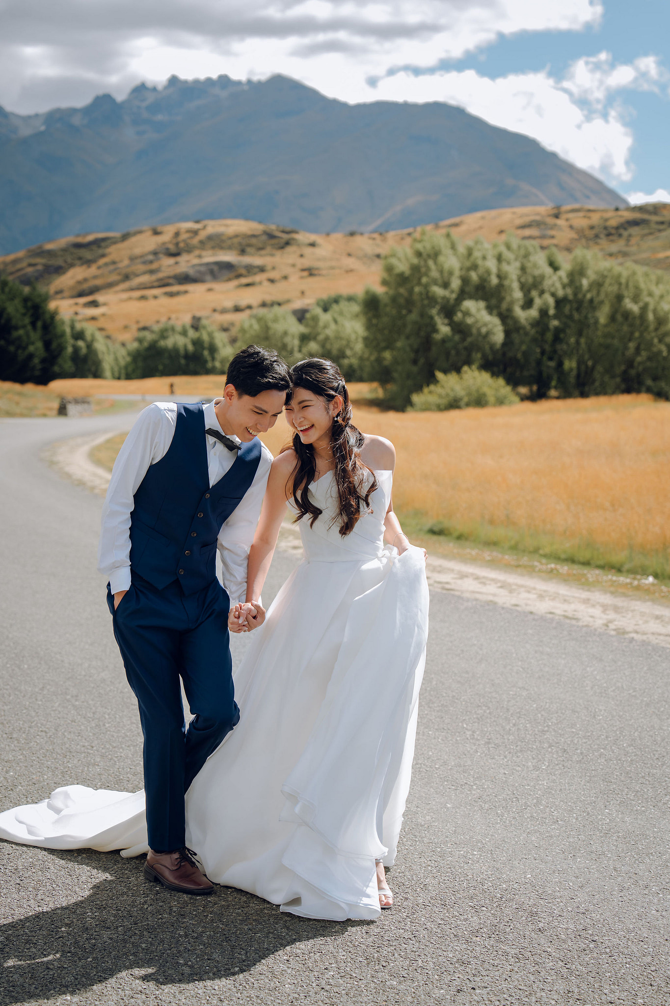 New Zealand Pre-Wedding Photoshoot | Coromandel Peak, Queenstown Highway & Alpaca Farm at Queenstown Highway pre-wedding photo