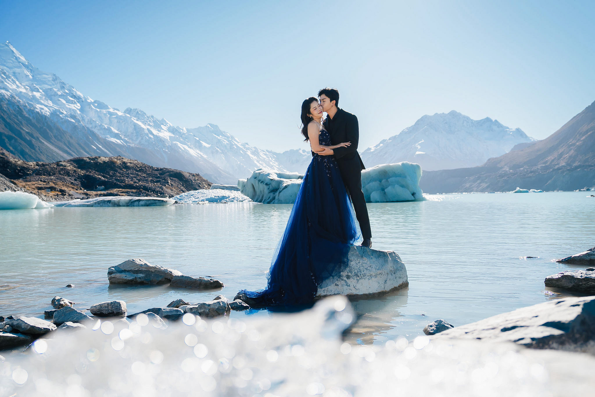 New Zealand Pre-Wedding Photoshoot | Lake Wakatipu & Cecil Peak, Glacier & Mount Cook National Park at Glacier pre-wedding photo