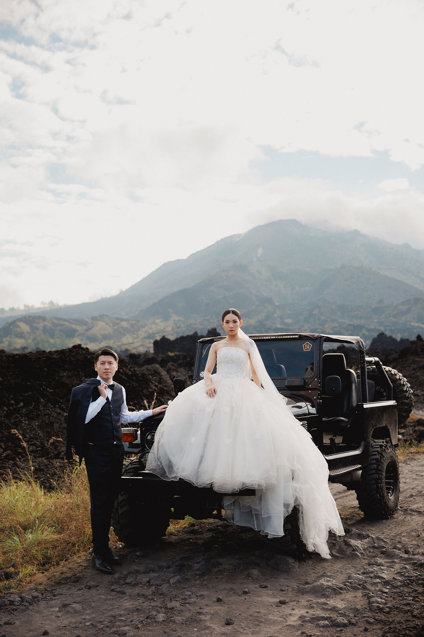 Bali Pre-Wedding Photoshoot | Mt. Batur Lava Fields, Blangsinga Waterfall & Balangan Beach at Mt. Batur Lava Fields pre-wedding photo