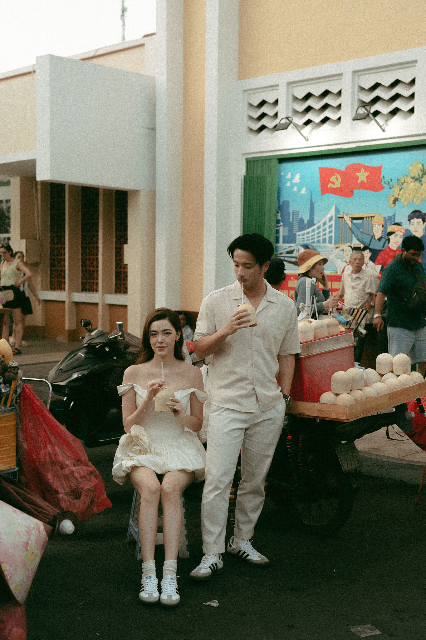 Ho Chi Minh Vietnam Pre-Wedding Photoshoot | European Film Studio, Market Streets & Saigon Bridge at Local Market pre-wedding photo