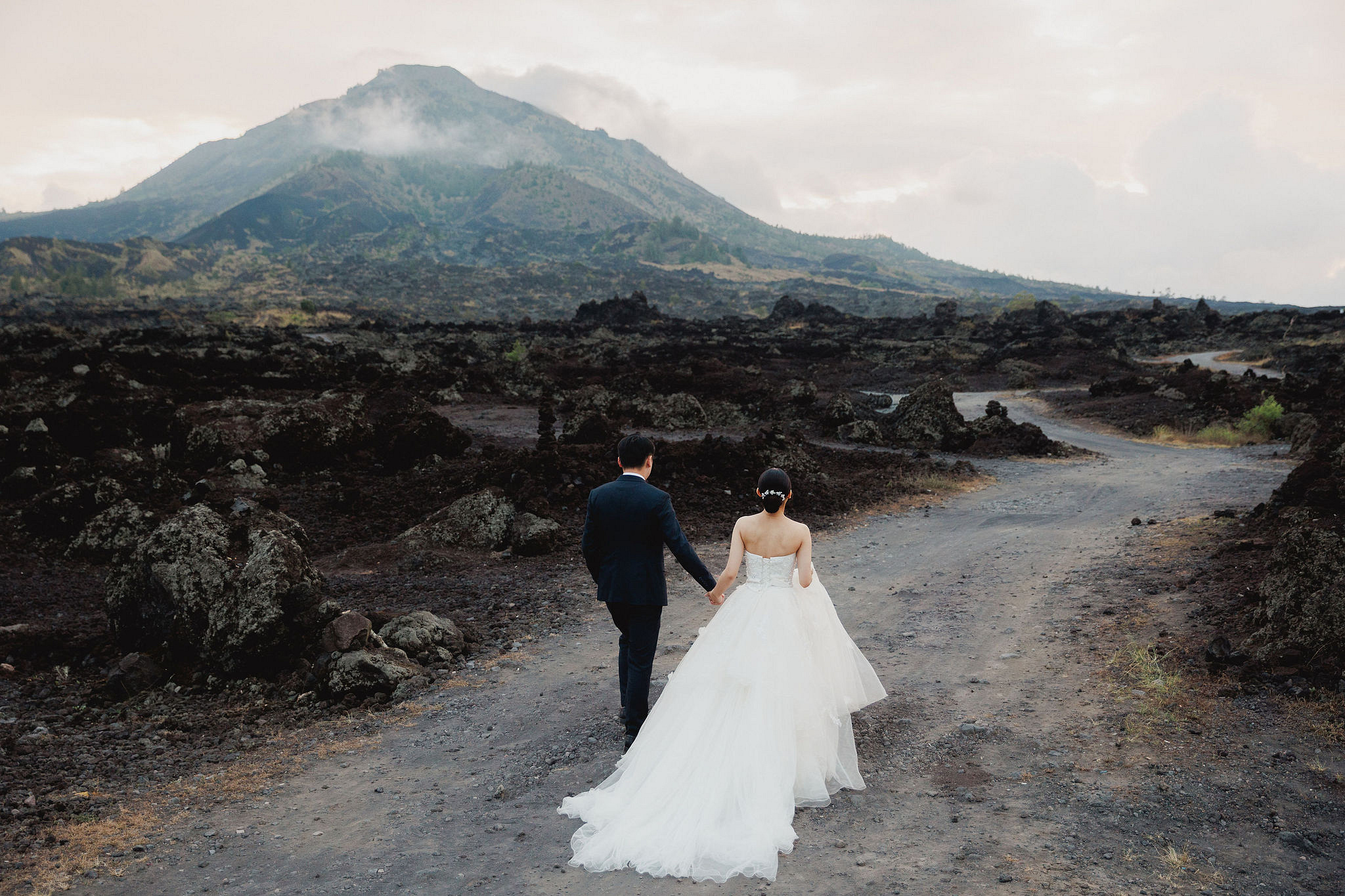 Bali Pre-Wedding Photoshoot | Mt. Batur Lava Fields, Blangsinga Waterfall & Balangan Beach at Mt. Batur Lava Fields pre-wedding photo