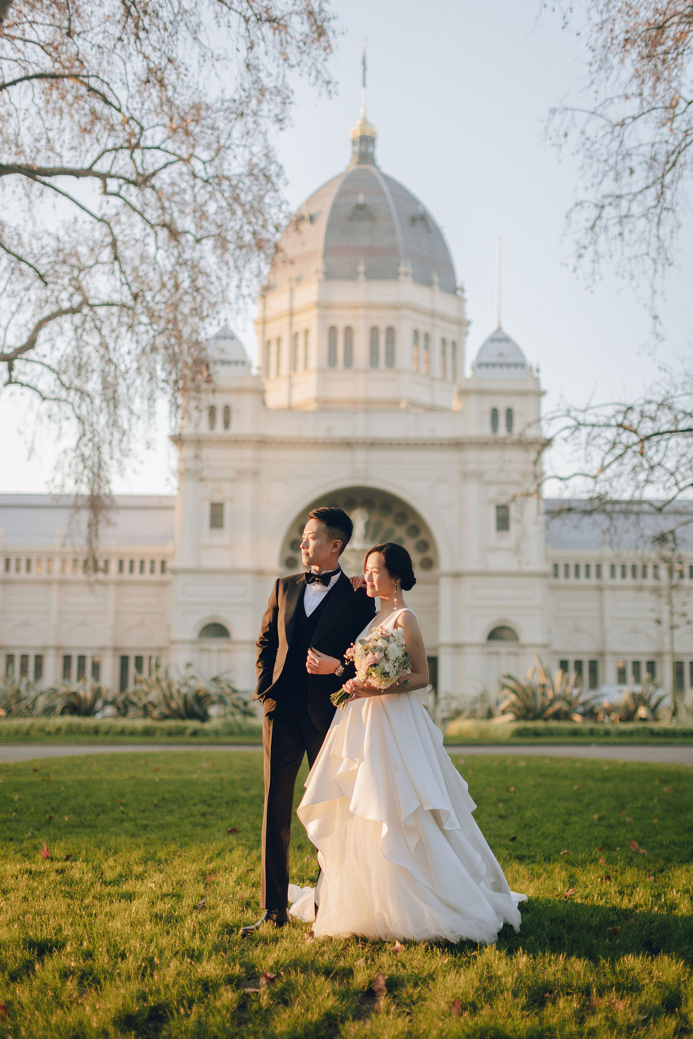 Melbourne Pre-Wedding Photoshoot | Cafe, Redwood Forest, City Streets & Carlton Gardens at Carlton Gardens pre-wedding photo