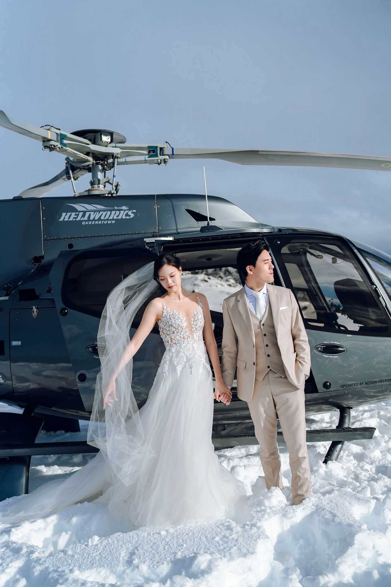 New Zealand Pre-Wedding Photoshoot | Cherry Blossoms, Coromandel Peak & Lake Wakatipu at Coromandel Peak pre-wedding photo