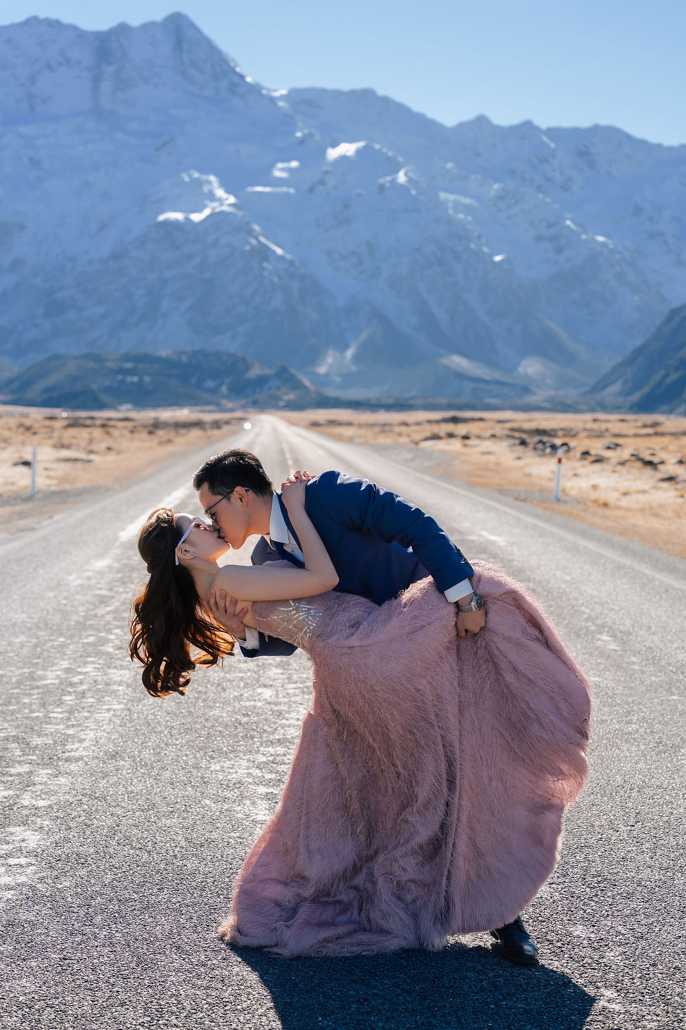 New Zealand Pre-Wedding Photoshoot | Coromandel Peak, Lake Wakatipu & Queenstown, Skippers Canyon, Lake Tekapo, Mount Cook National Park & Glacier at Mount Cook National Park pre-wedding photo