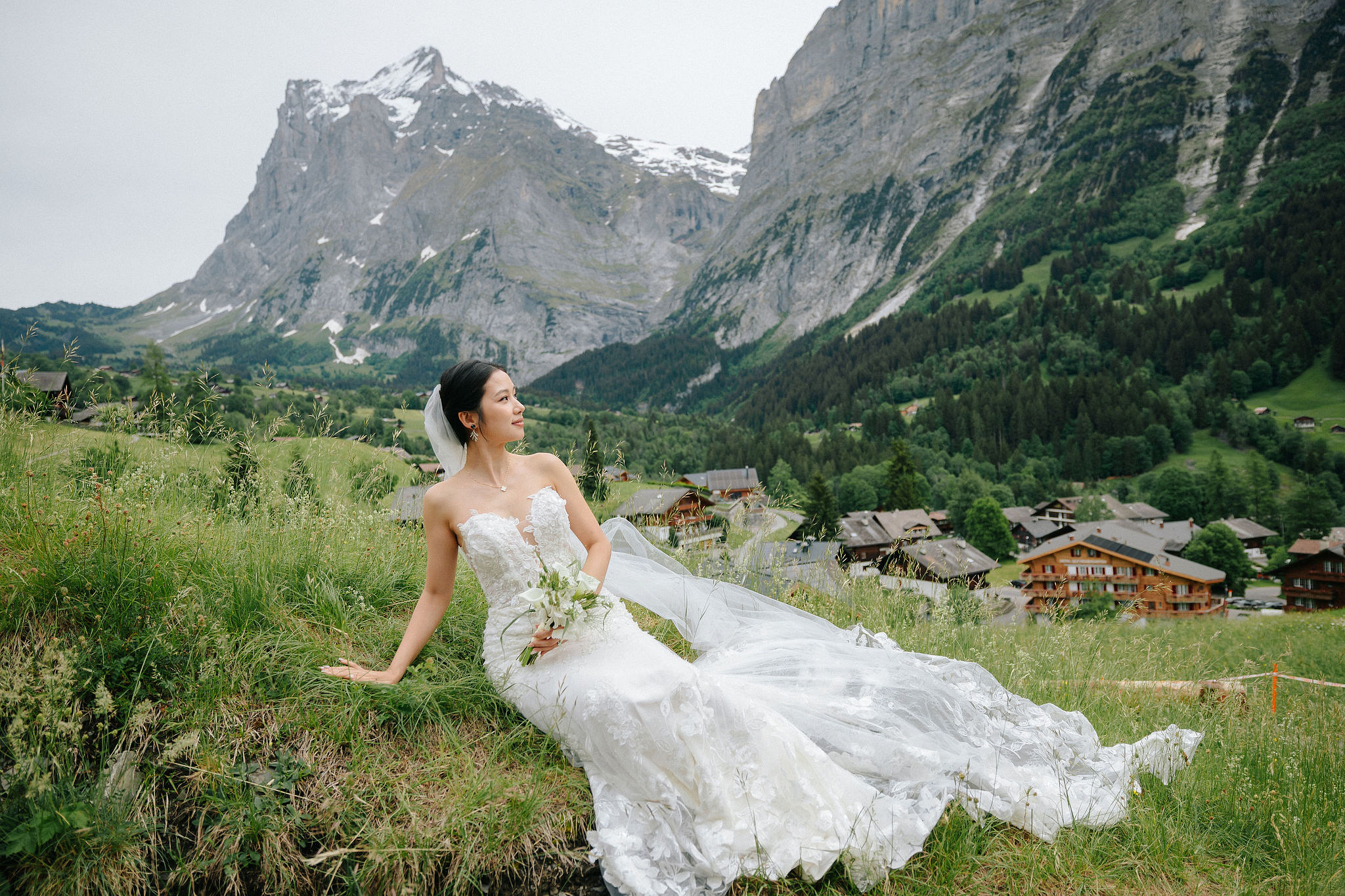 Switzerland Pre-Wedding Photoshoot | Grindelwald Village & Lauterbrunnen & Lake Lungern at Grindelwald Village pre-wedding photo